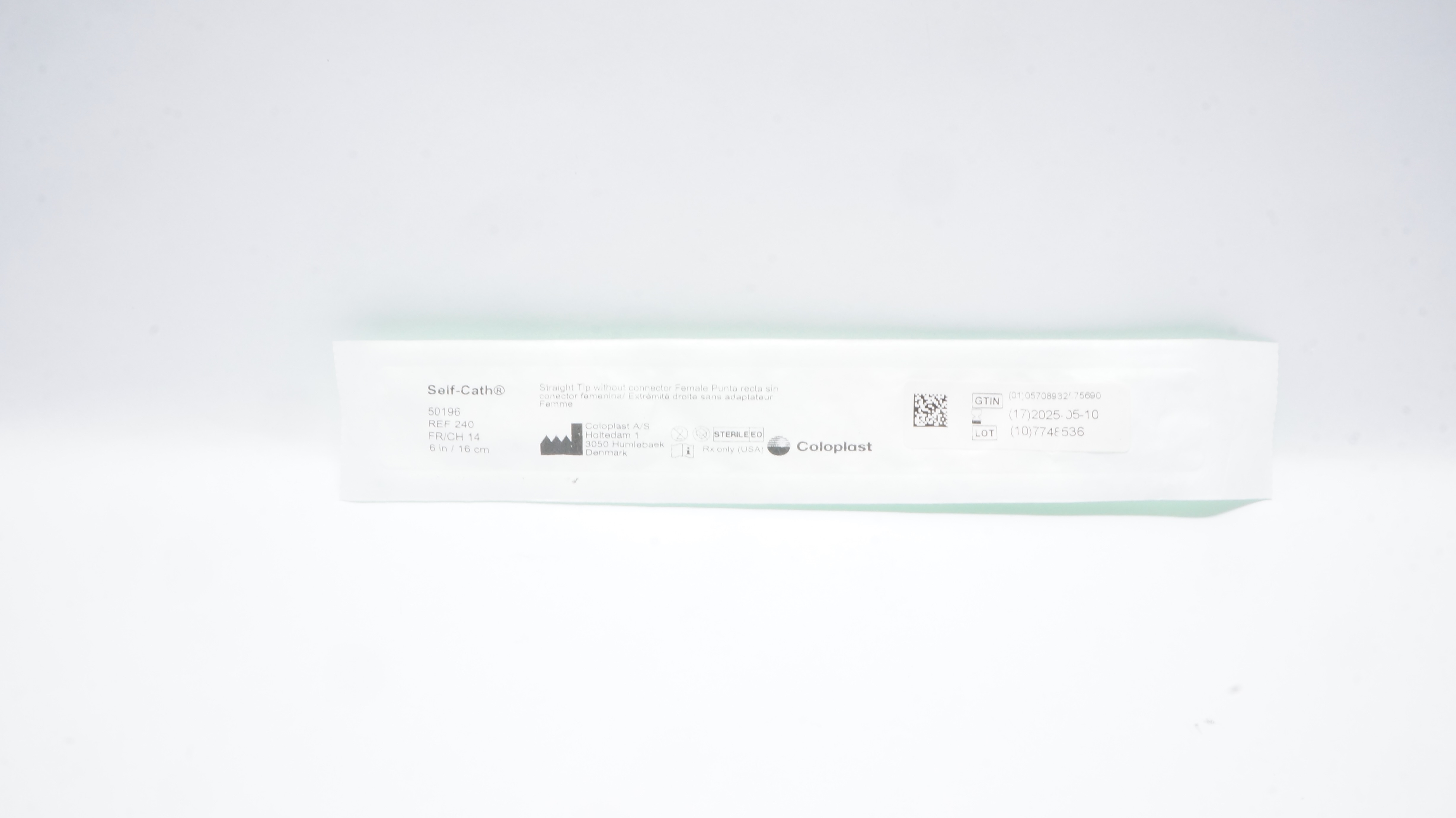 Coloplast 50196/240 Self-Cath Sterile Cath. Straight Tip Female 14Fr/Ch x 6inch