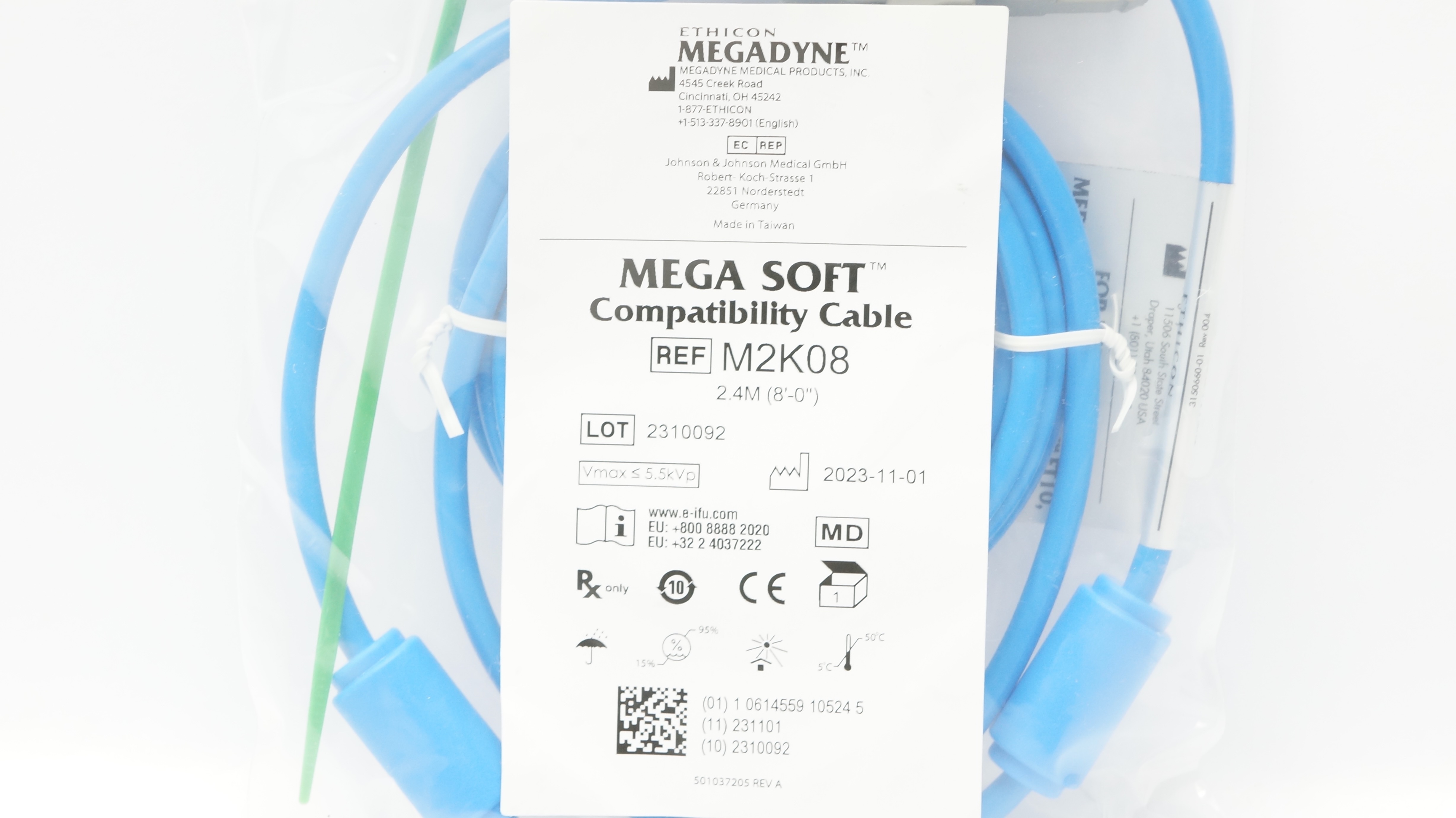 Ethicon M2K08 Megadyne Soft Compatibility Cable 8Ft-0In