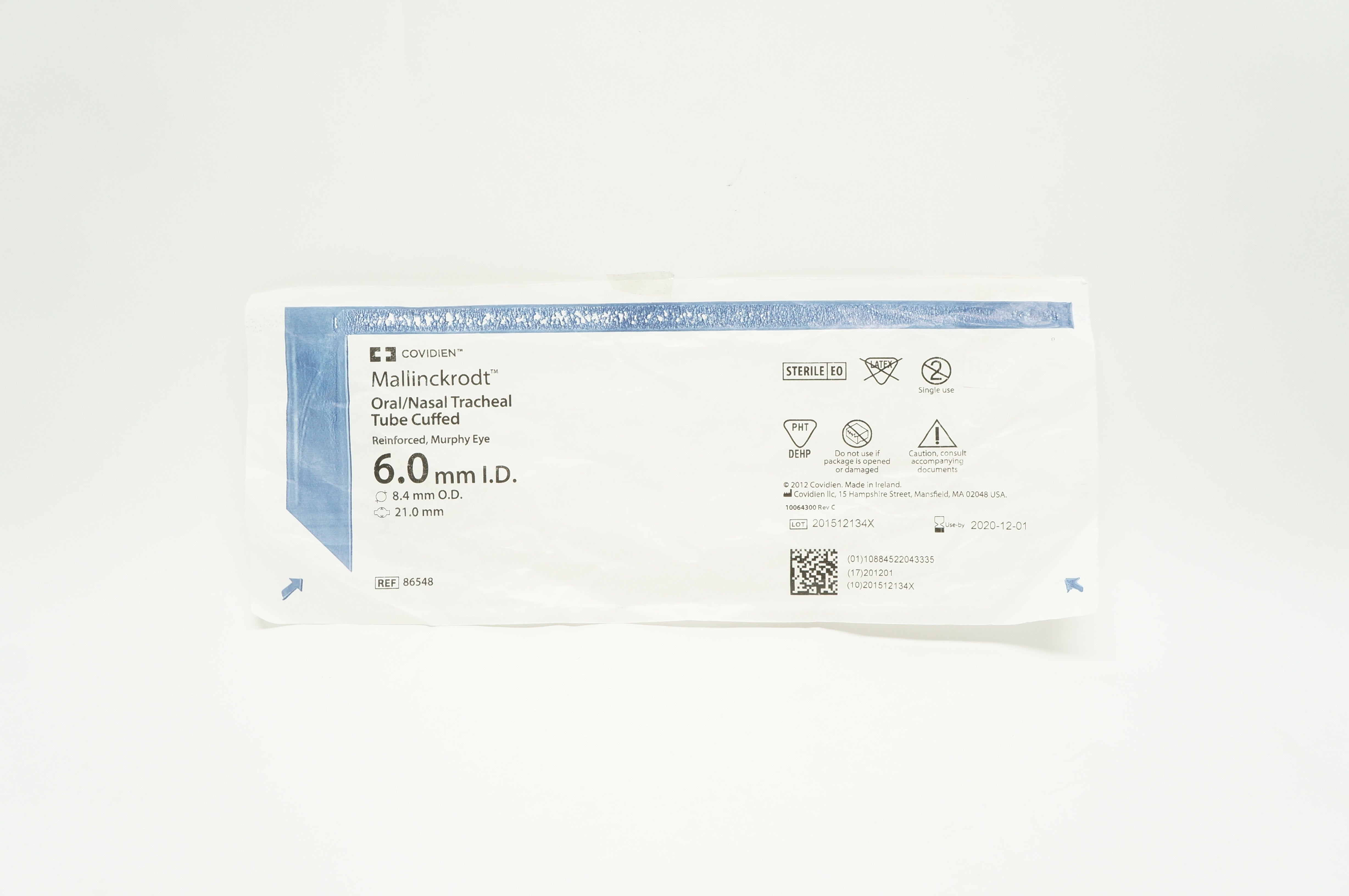 Covidien 86548 Mallinckrodt Oral/Nasal Tracheal Tube Cuffed 6.0IDx 8.4ODx21mm(x)