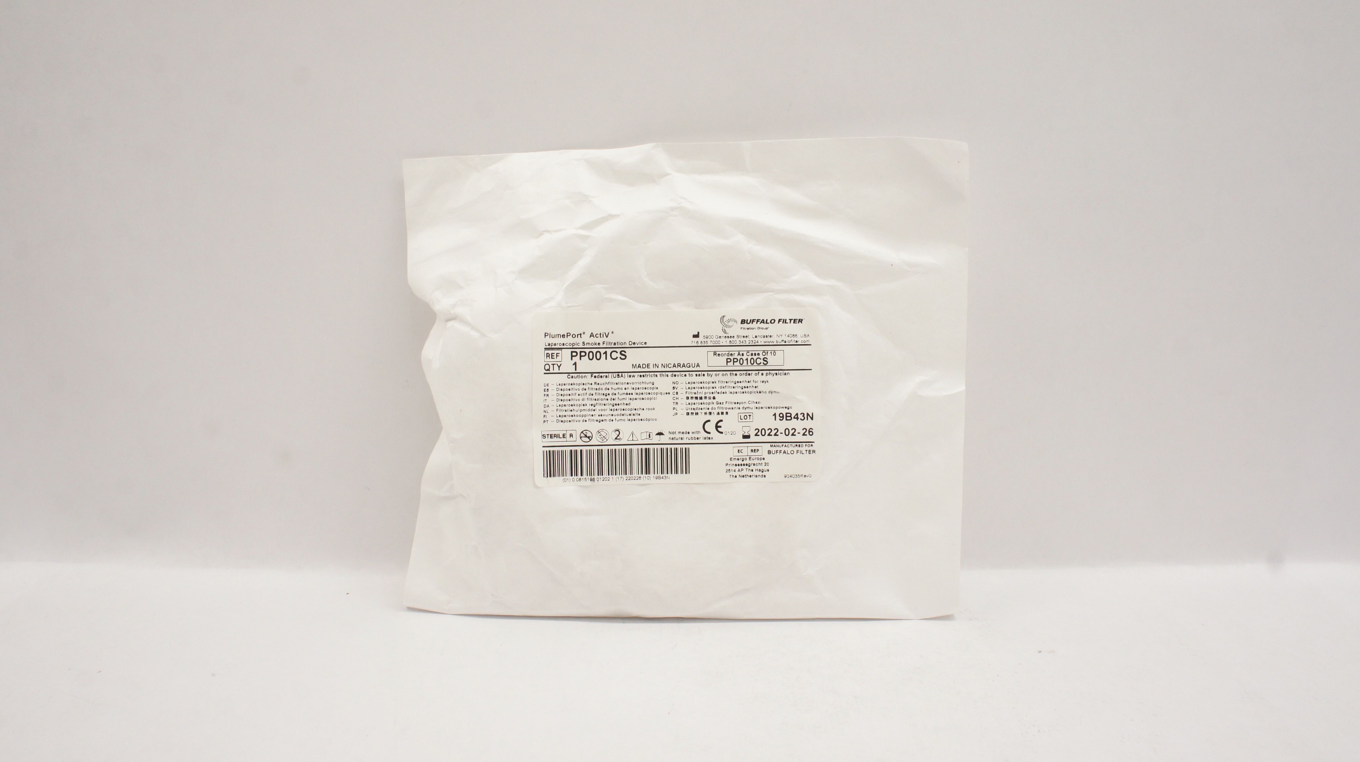Buffalo Filter PP001CS PlumePort ActiV Laparoscopic Smoke Filtration Device (x)