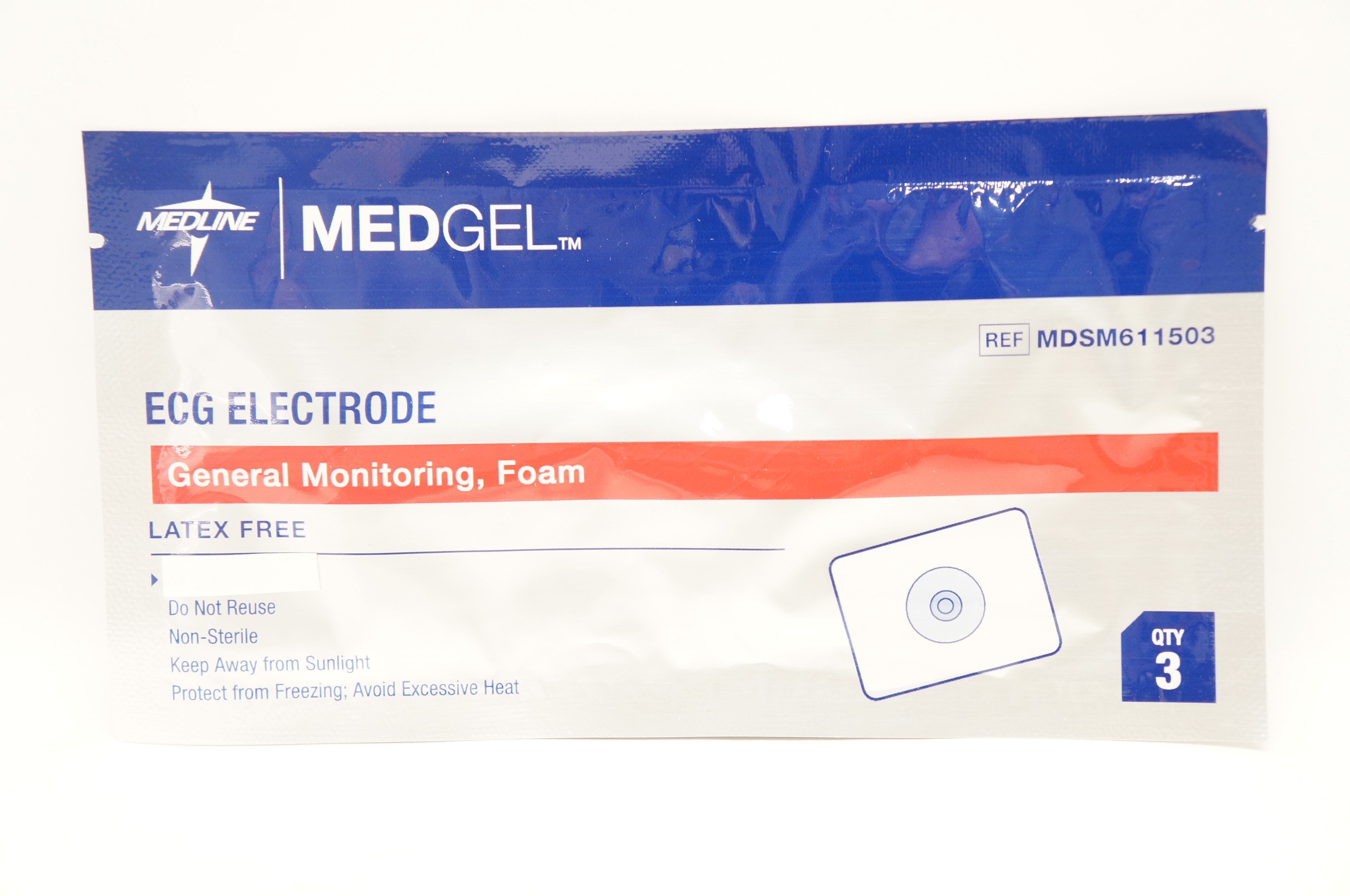 Medline MDSM611503 MedGel ECG Electrode General Monitoring Foam - Pack of 3