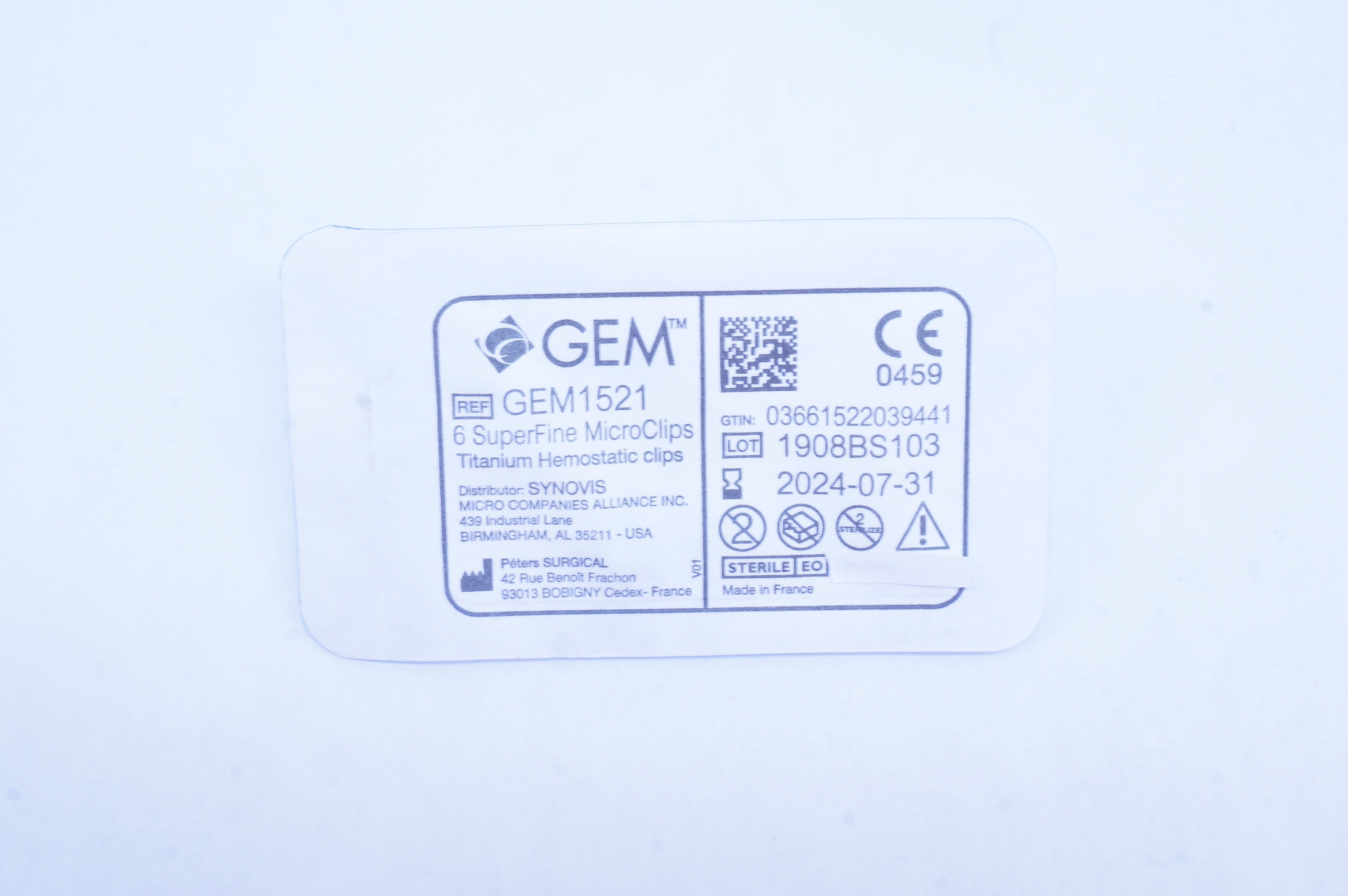 Peters Surgical GEM1521 GEM Titanium Hemostatic 6 SuperFine MicroClips