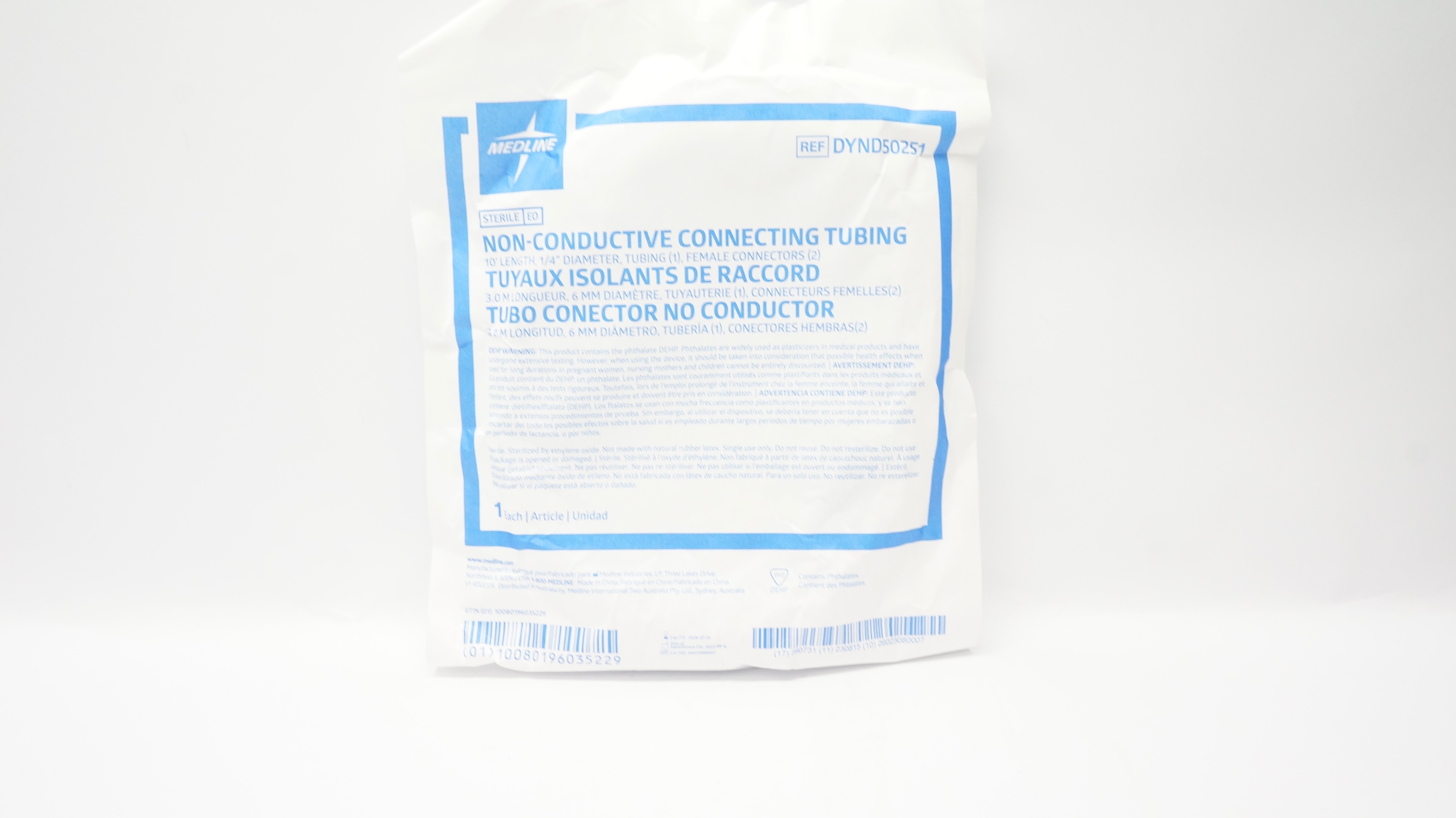 Medline DYND50251 Non-Conductive Connecting Tubing 10Ft x 1/4inch, Connectors