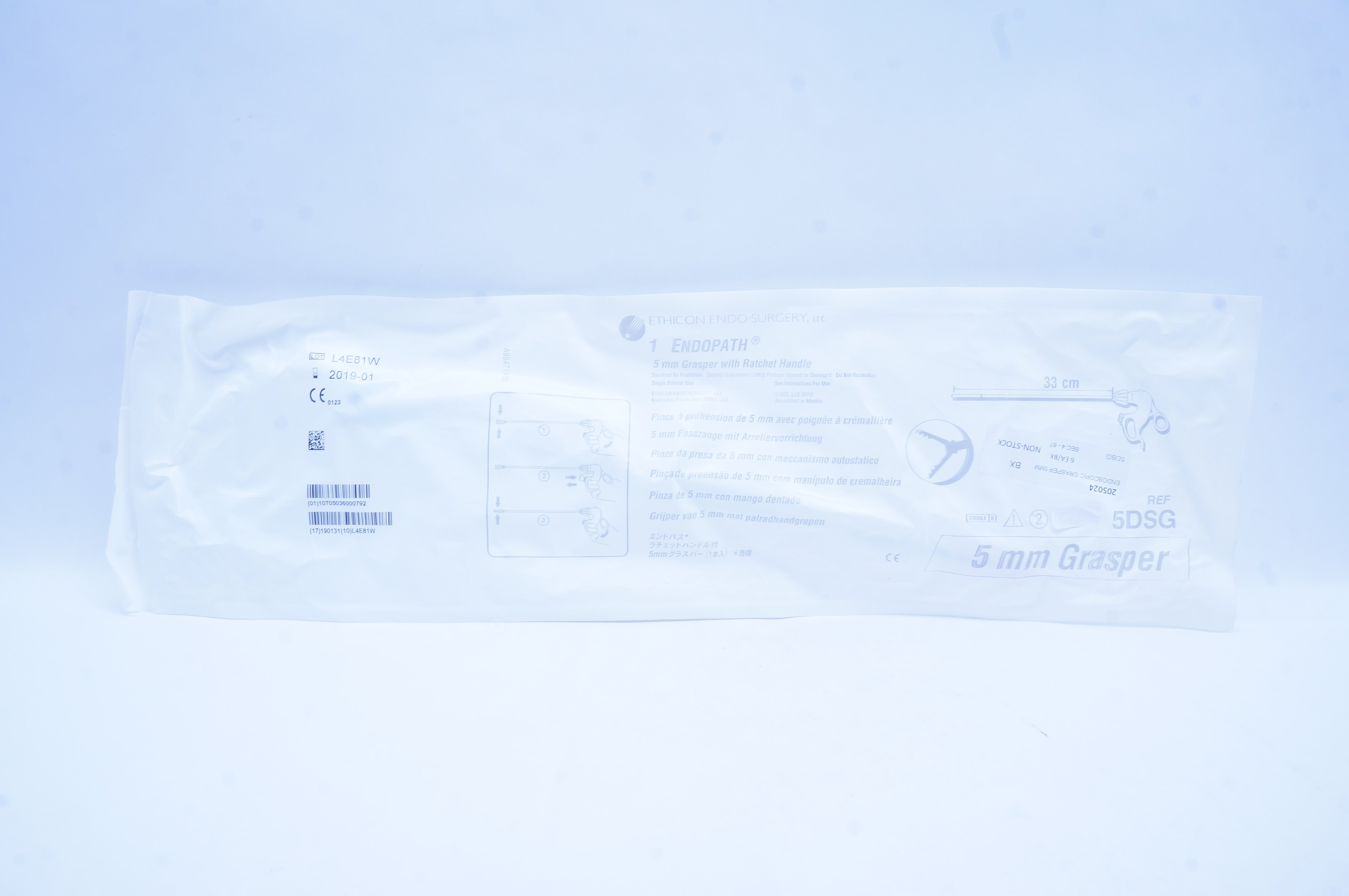 Ethicon 5DSG 1 Endopath Grasper With Ratchet Handle 5mm x 33cm (x)