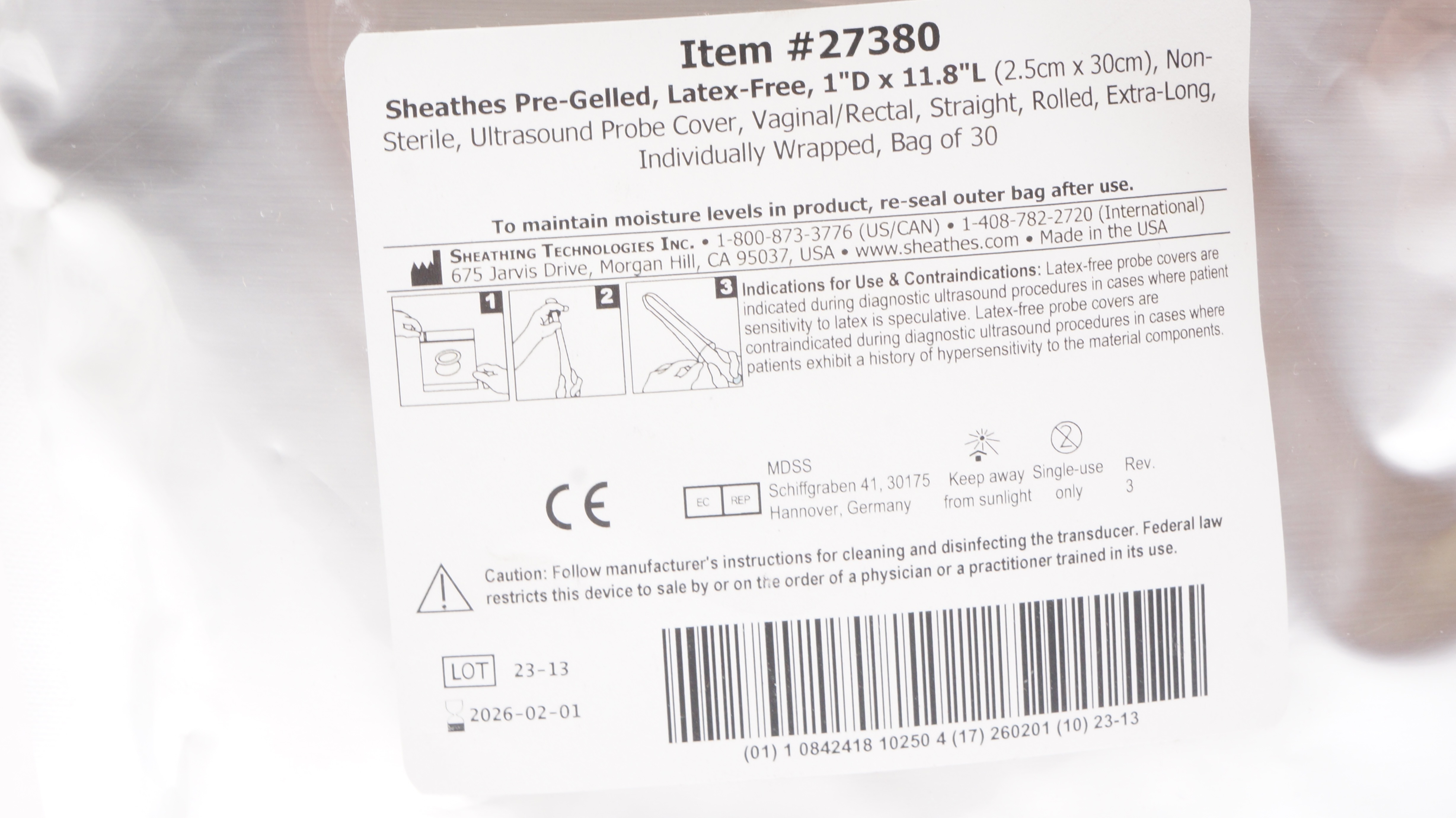 Sheathing Technologies 27380 Sheathes Pre-Gelled, 1inch x 11.8inch - Bag of 30