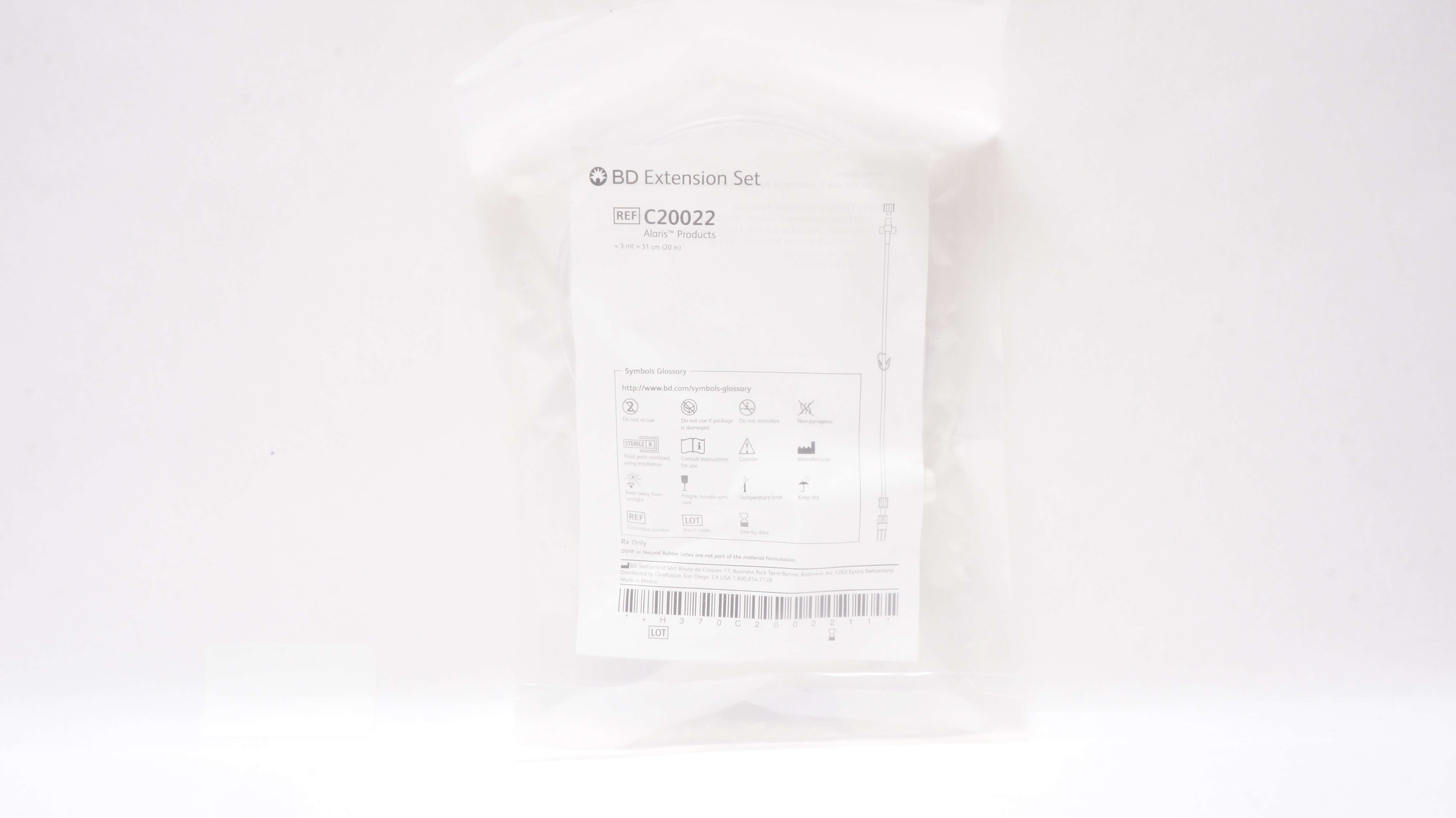 BD C20022 Alaris Products Extension Set 3mL x 20inch