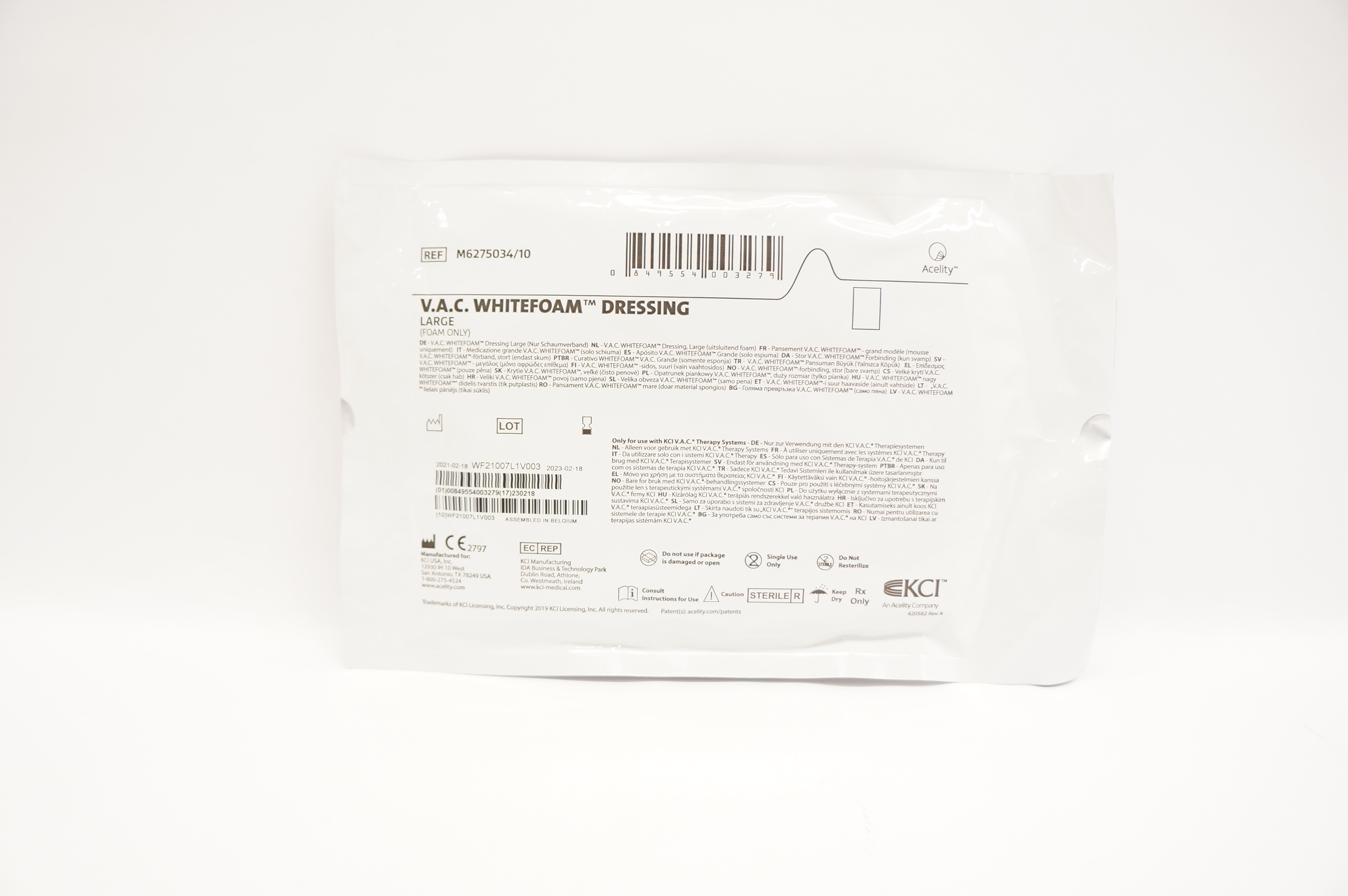 KCI M6275034/10 V.A.C. Whitefoam Dressing Large