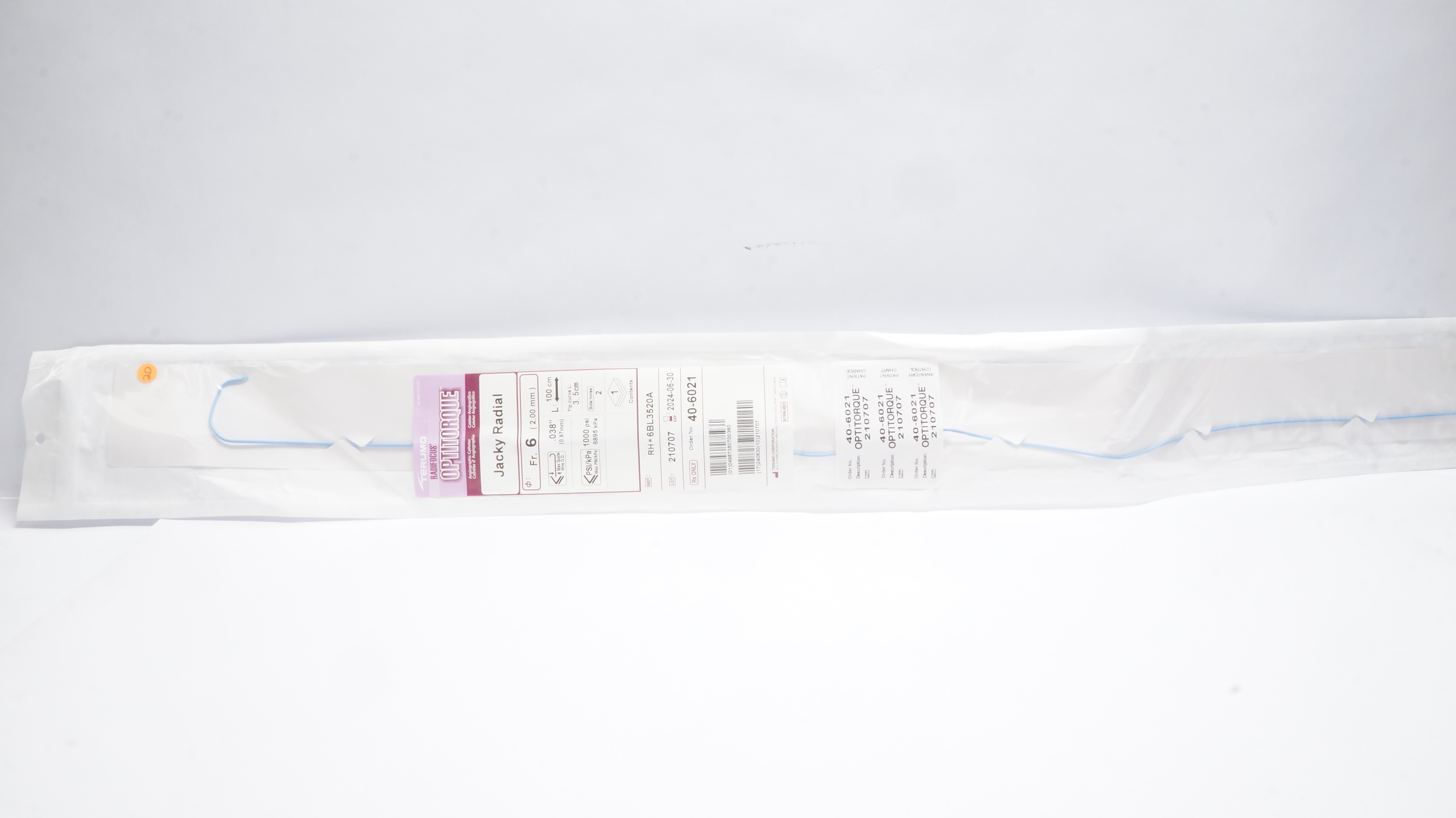 Terumo 40-6021 Optitorque Angiographic Cath. 6Fr x .038inch x 100cm (x)