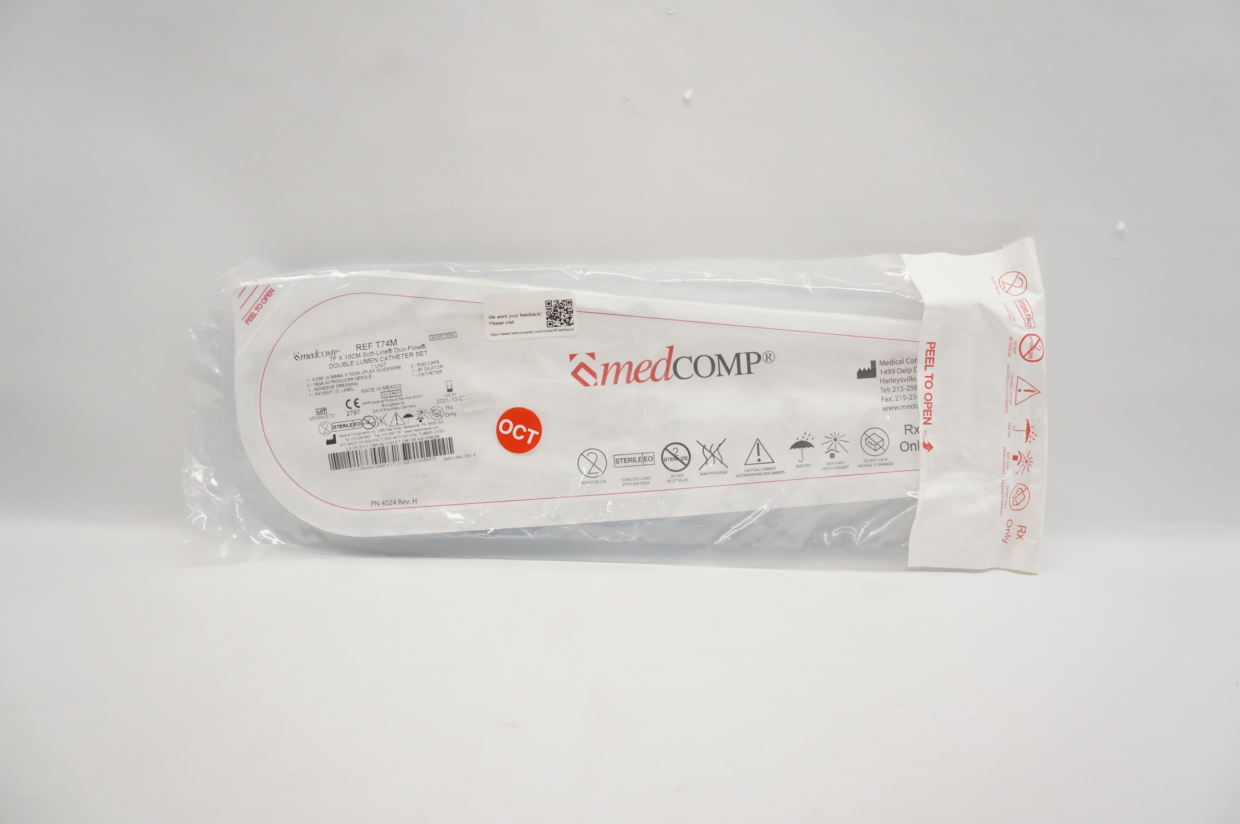 MedComp T74M Soft-Line Duo-Flow Double Lumen Cath. Set 7F x 10cm (x)