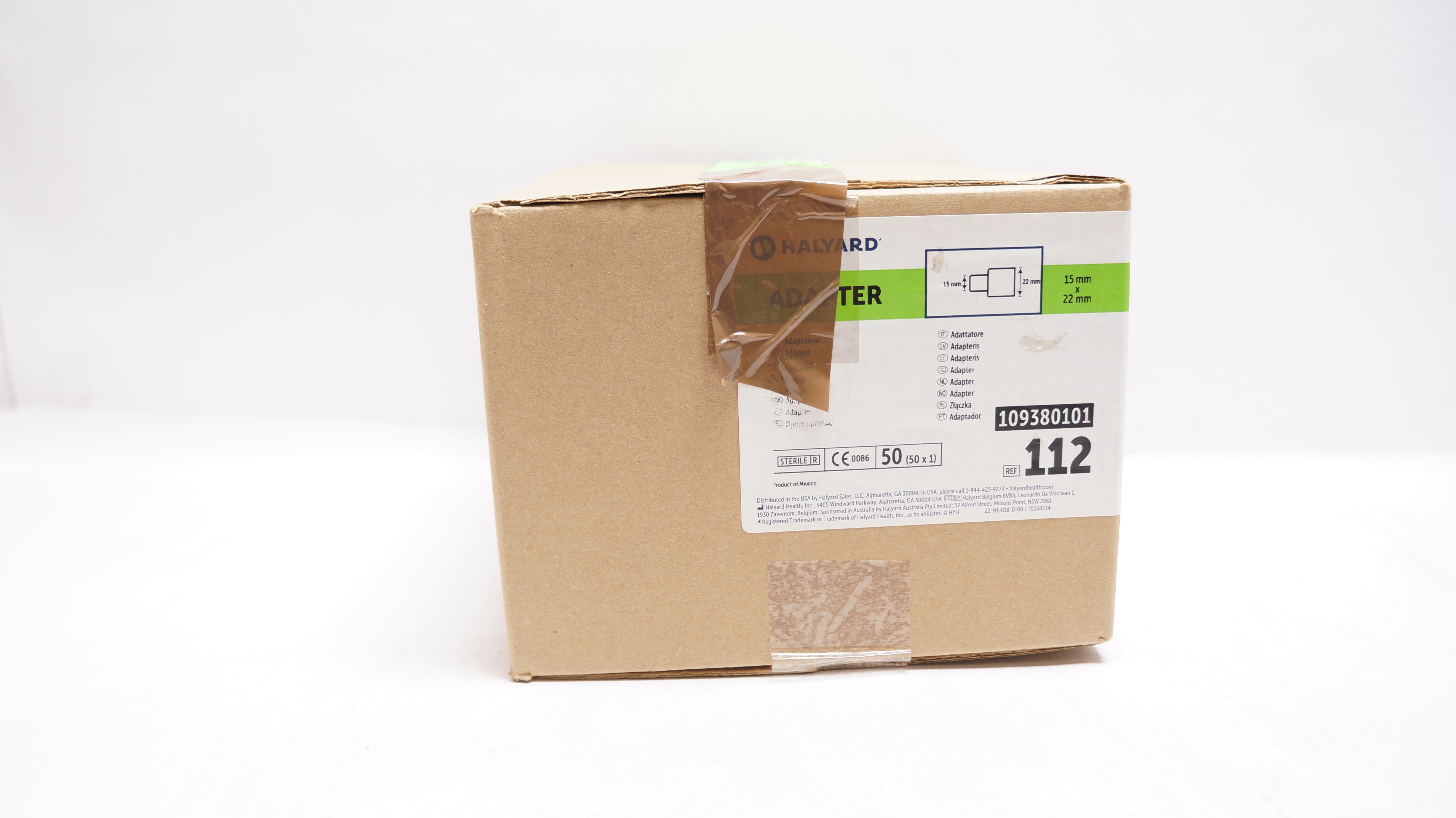 Halyard 112 Adapter 15mm x 22mm - Box of 50