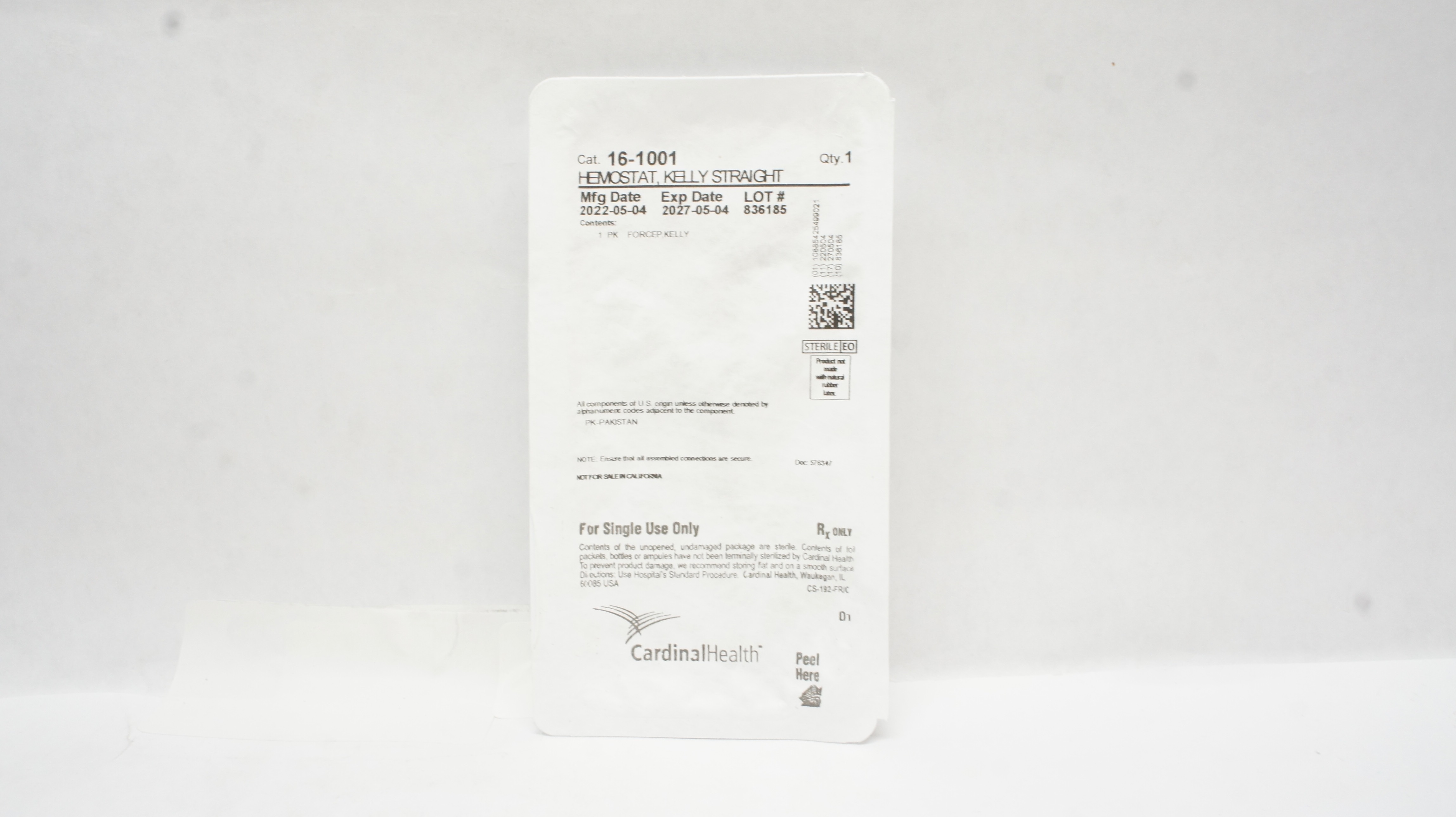 Cardinal Health 16-1001 Hemostat Forcep Kelly, Straight