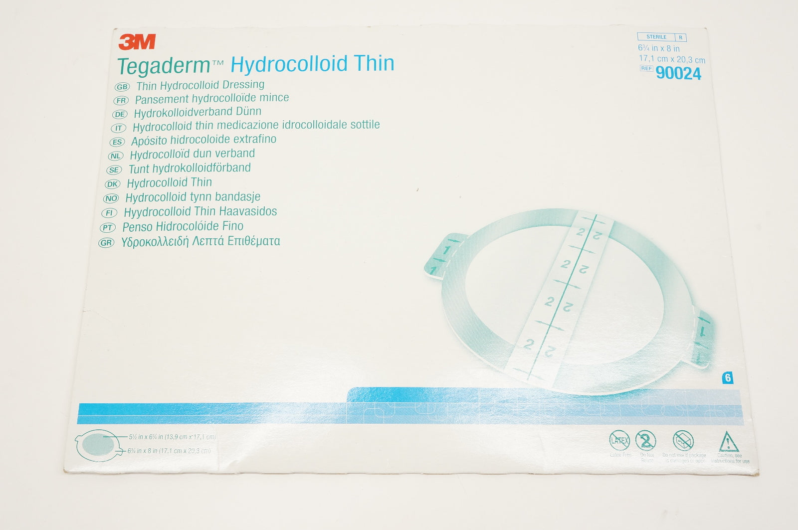 3M 90024 Tegaderm Hydrocolloid Thin Dressing 6-3/4inch x 8inch (x)