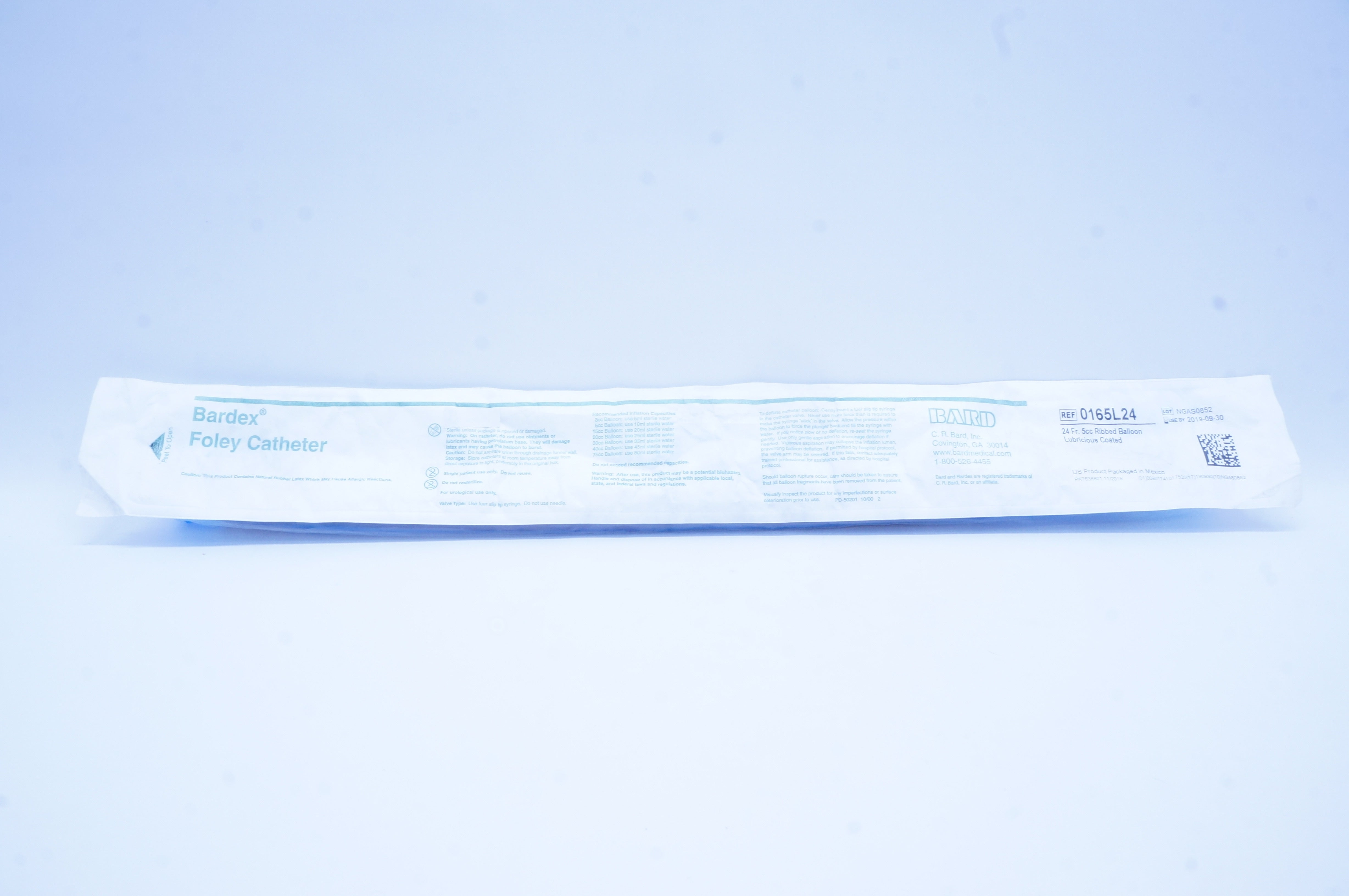 Bard 0165L24 Bardex Foley Cath. 24Fr x 5cc Ribbed Balloon (x)