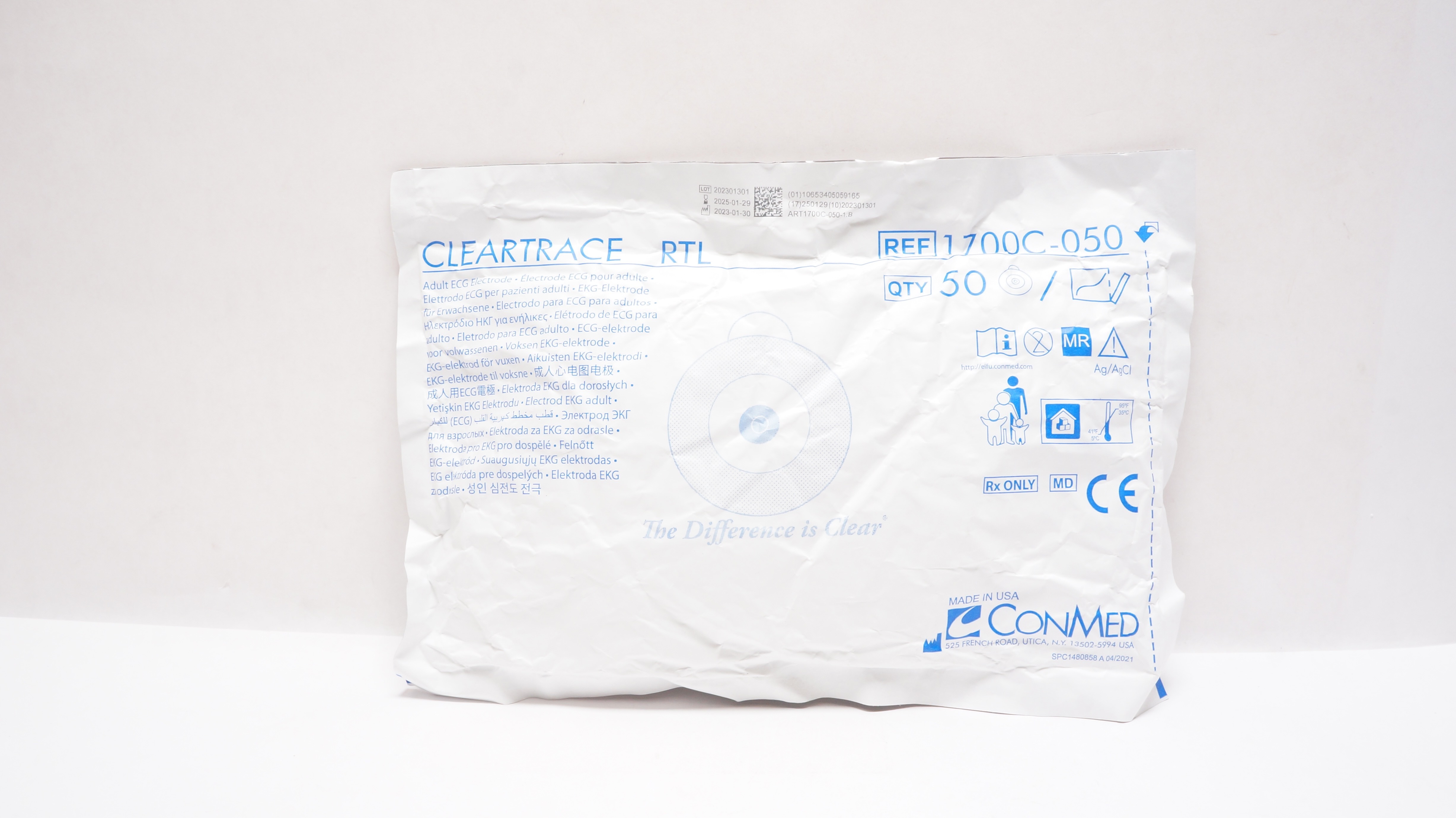 ConMed 1700C-050  Cleartrace Adult ECG Electrode - Pack of 50