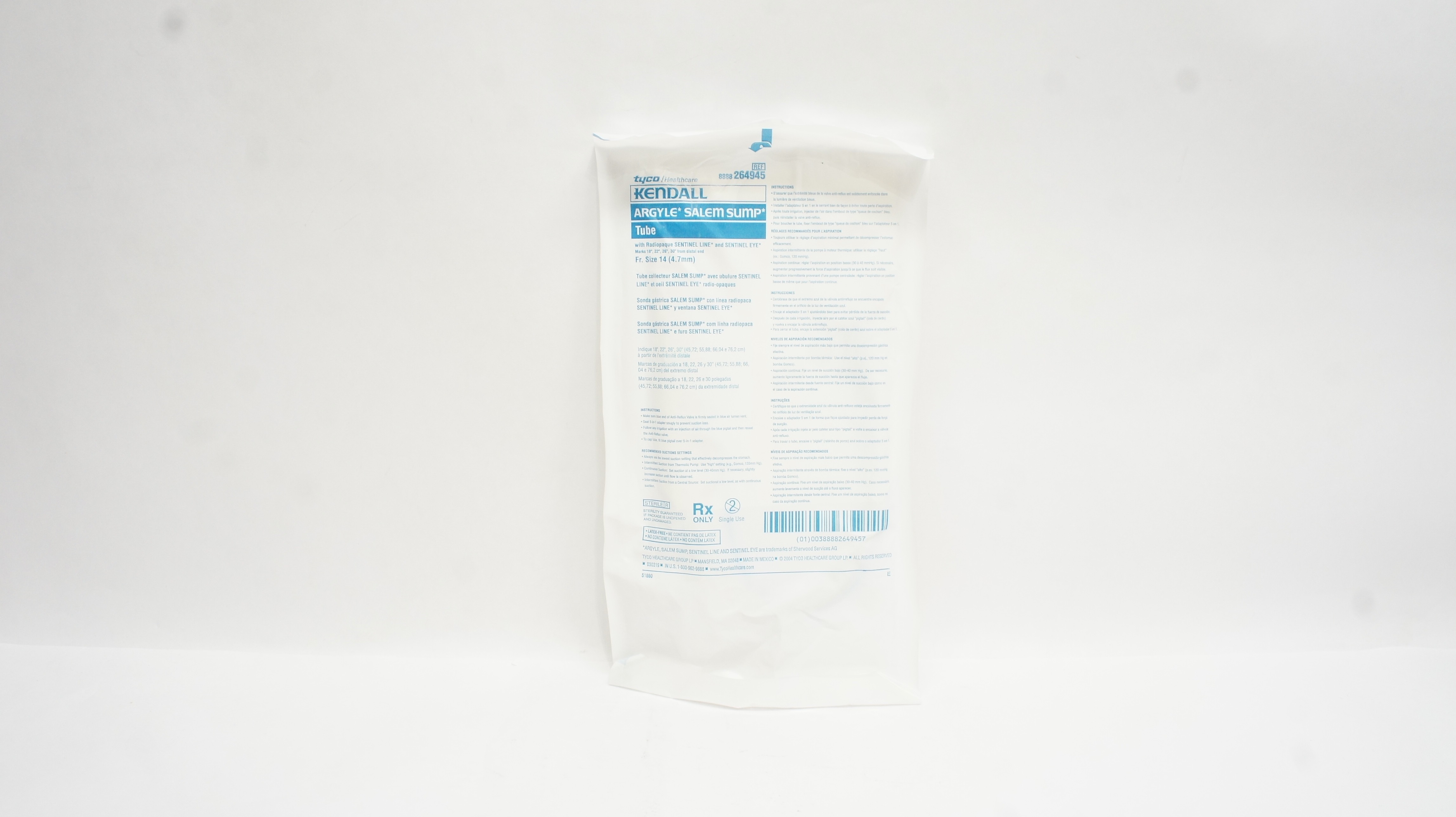 Tyco 264945 Kendall Argyle Salem Sump Tube 14Fr.