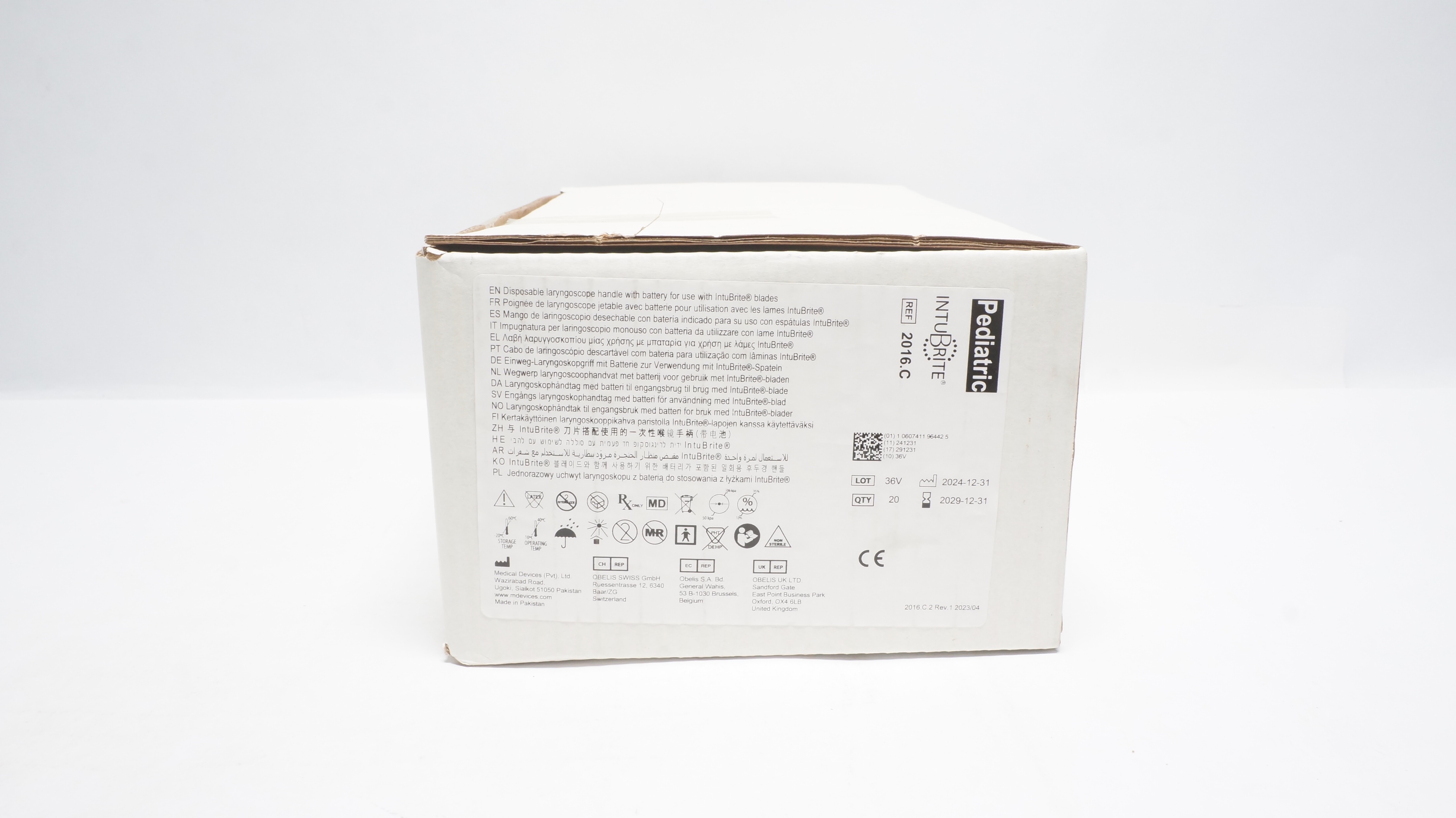 Medical Devices 2016.C IntuBrite Disposable Laryngoscope Handle - Box of 20