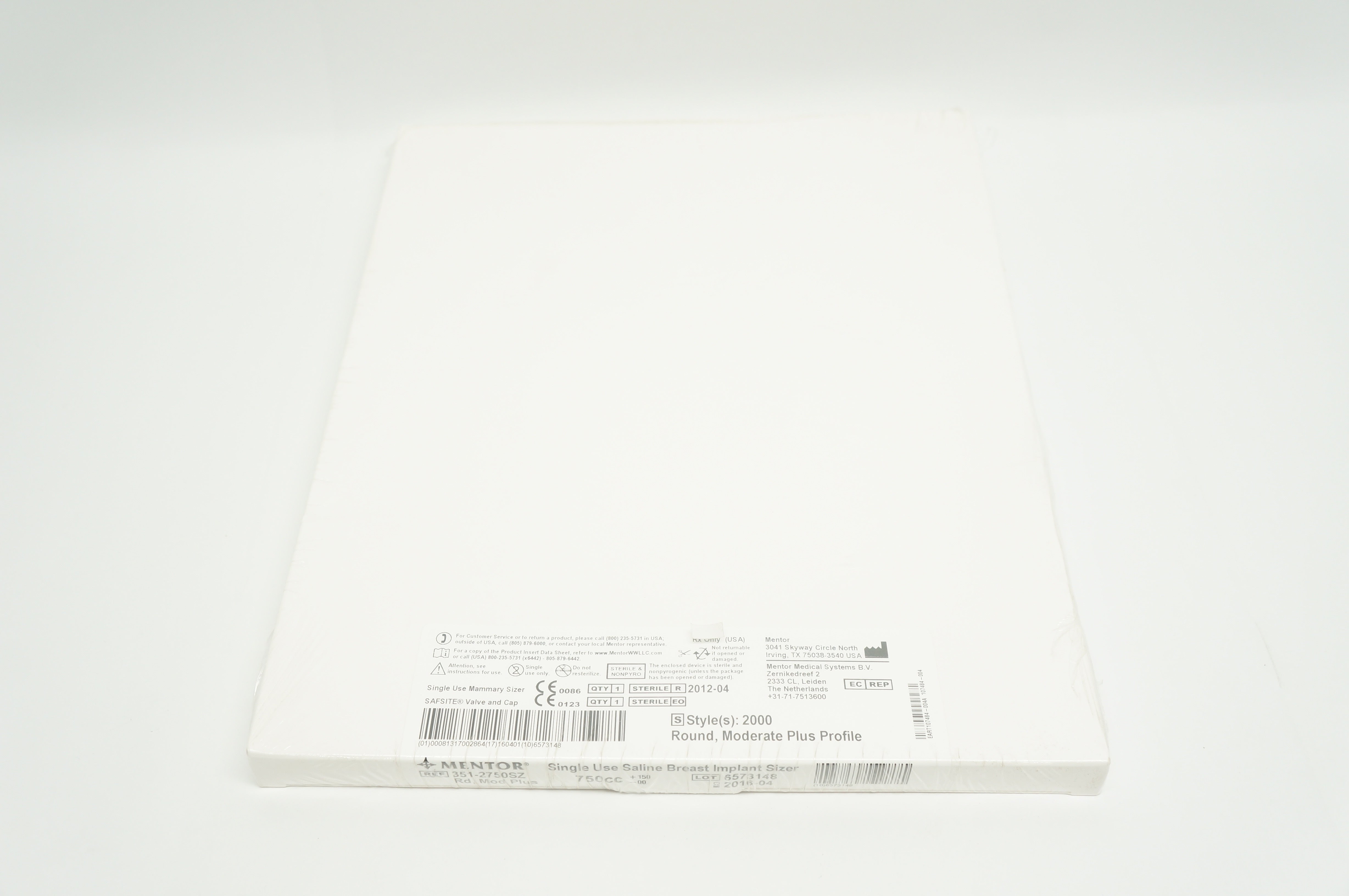 Mentor 351-2750SZ Saline Breast Implant Sizer Round, Moderate Plus 750cc (x)