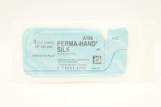 Covidien A186 0 Perma-Hand Silk Surgical Stre Black Braided 18inch