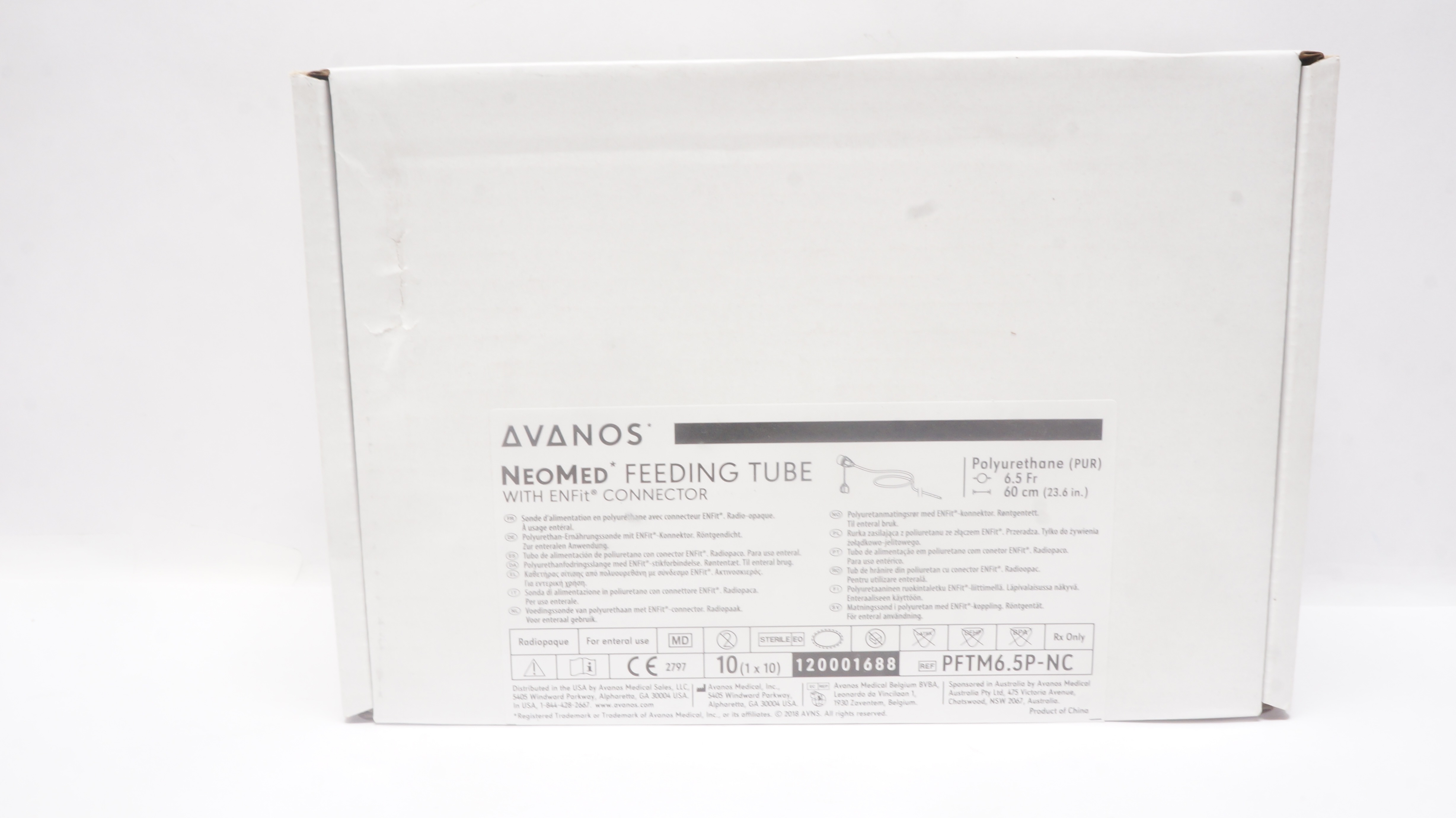 NeoMed PFTM6.5P-NC Polyurethane Feeding Tube 6.5Fr x 60cm - Box of 10