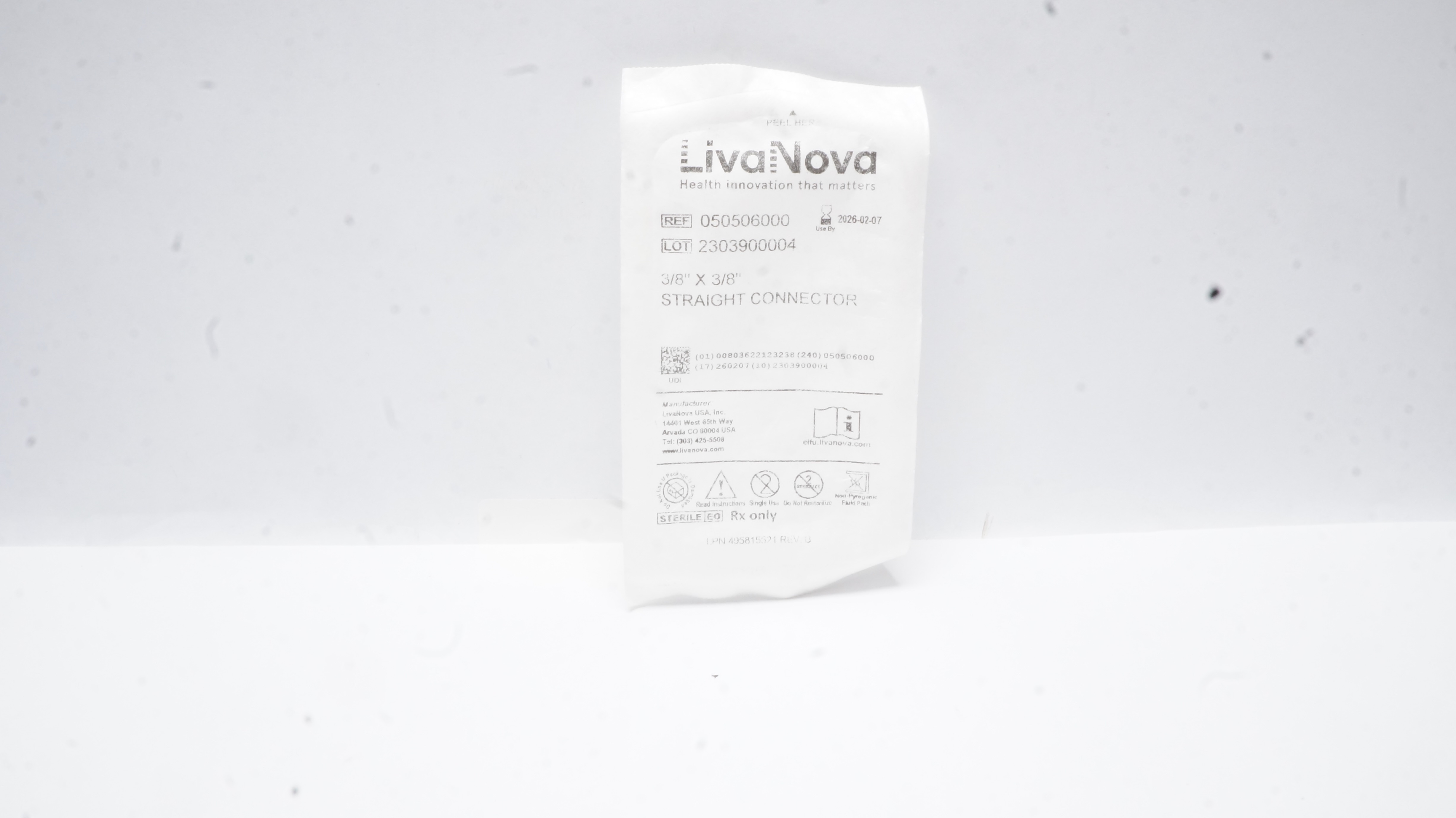 LivaNova 050506000 Straight Connector 3/8inch x 3/8inch