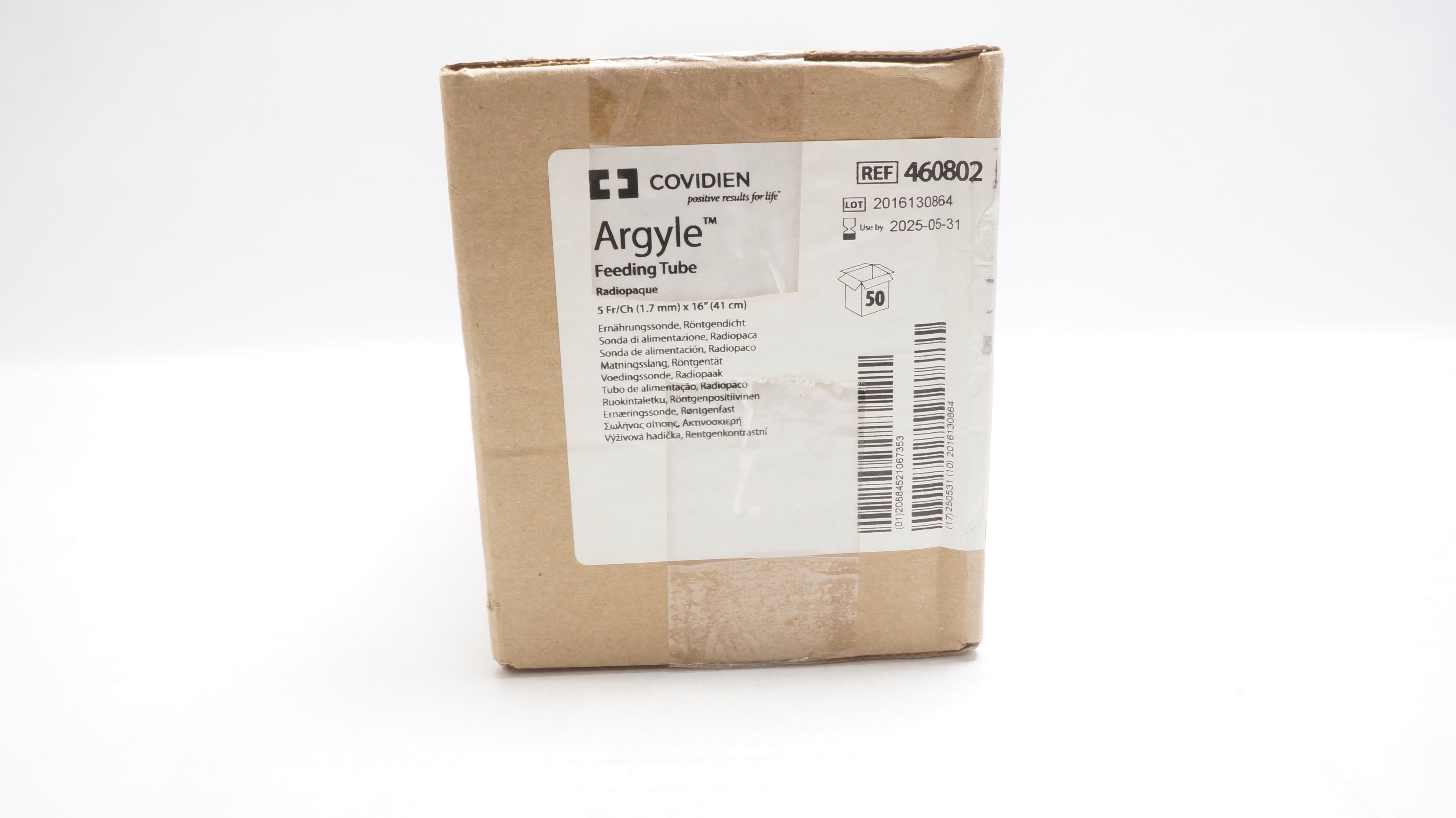Covidien 460802 Argyle Feeding Tube Radiopaque 5Fr/Ch x 16 inch - Case of 50