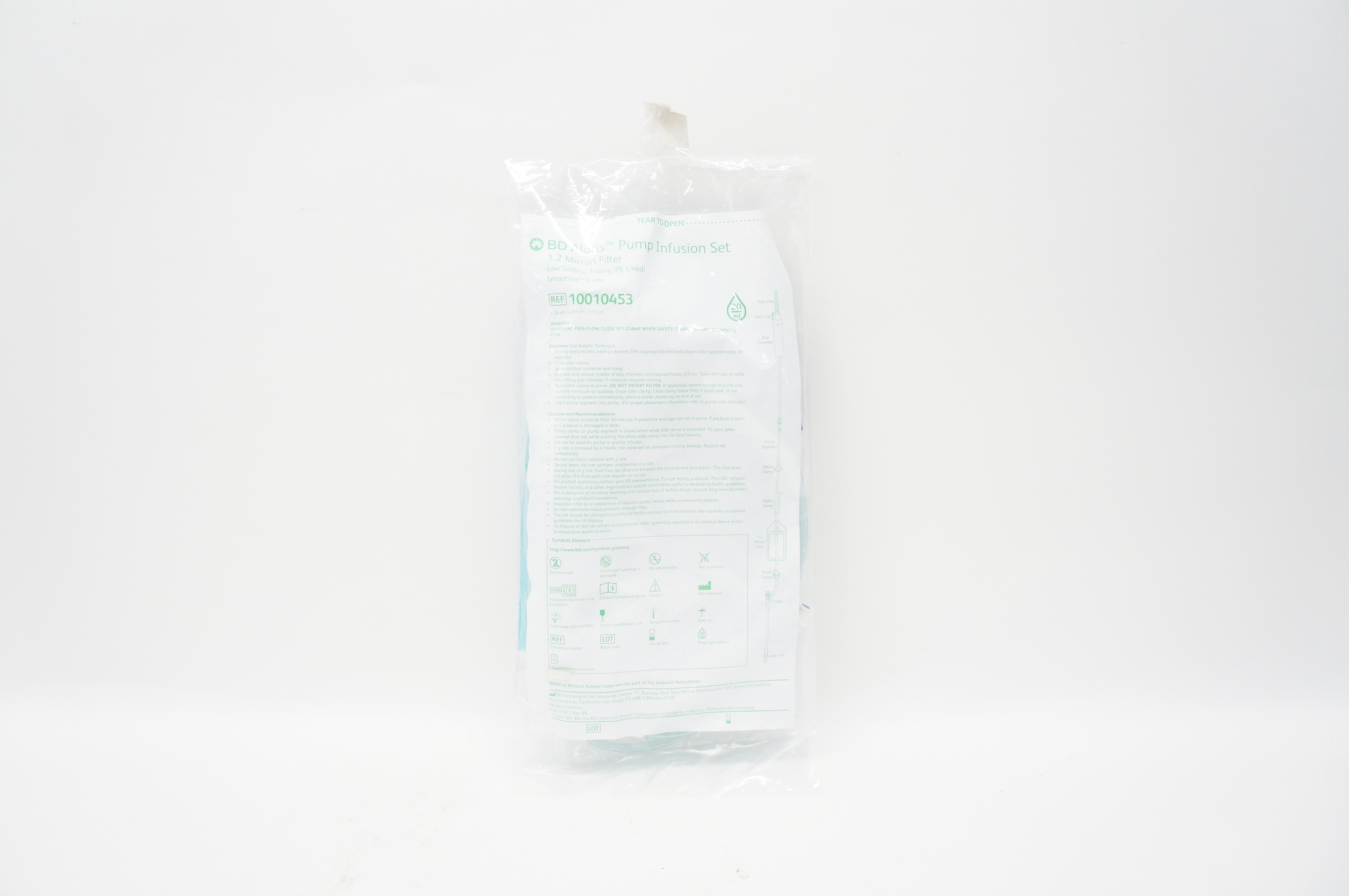 BD 10010453 Alaris Pump Infusion Set 1.2 Micron Filter 115 inch x 20ml