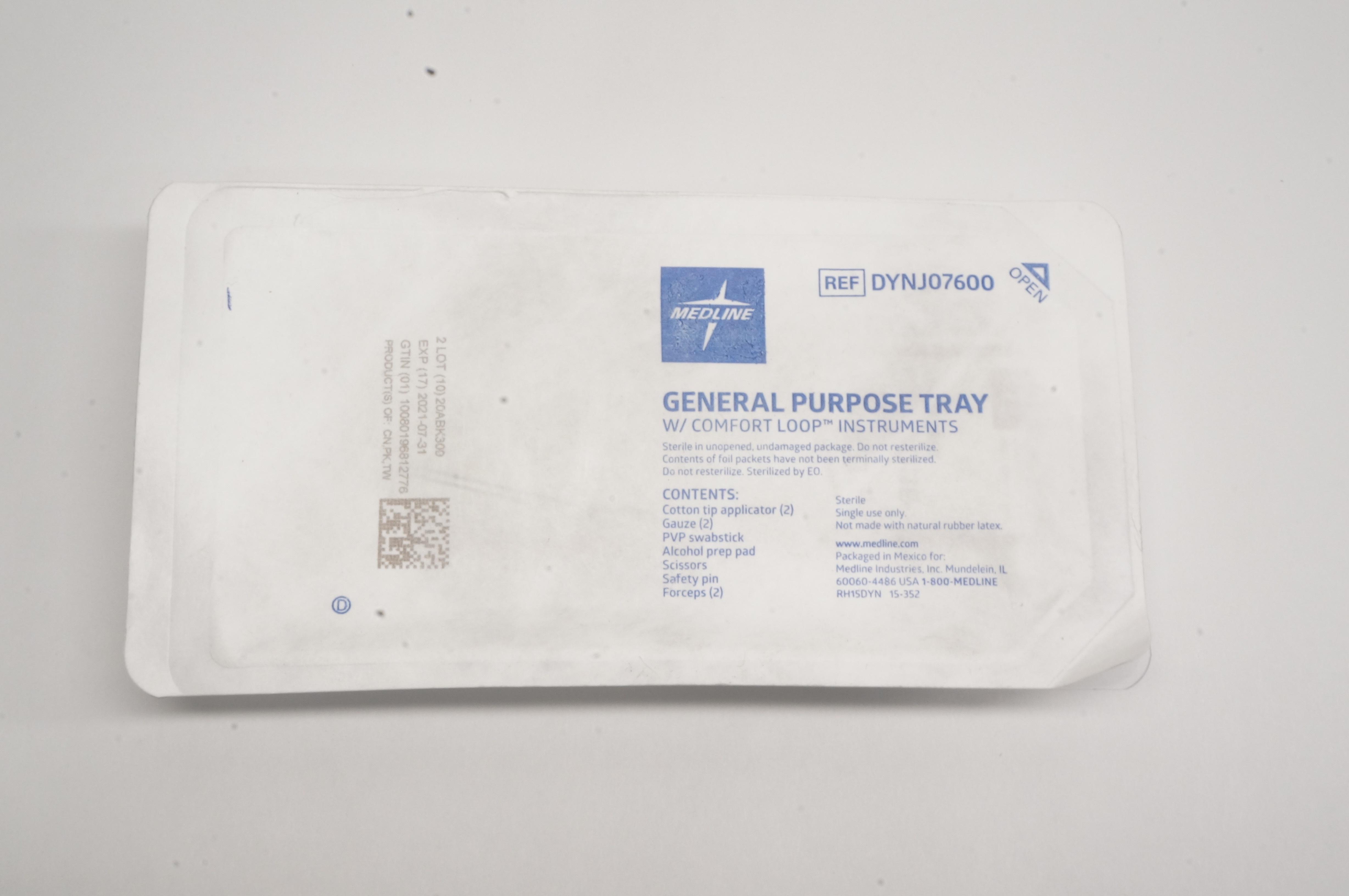 Medline DYNJ07600 General Purpose Tray W/ Comfort Loop Instruments