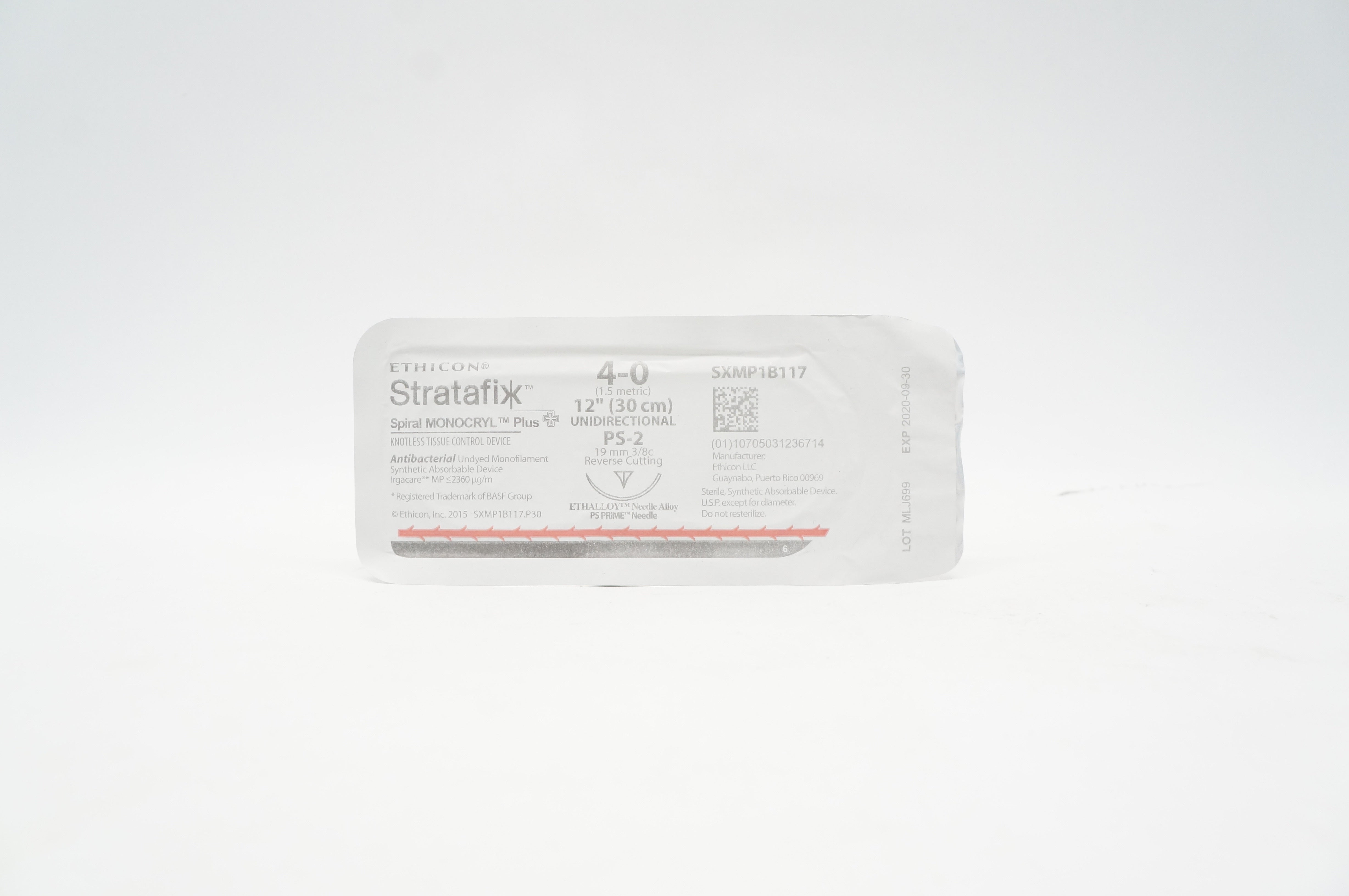 Ethicon SXMP1B117 4-0 Stratafix Spiral Monocryl Plus, PS-2 19mm 3/8c 12inch (x)
