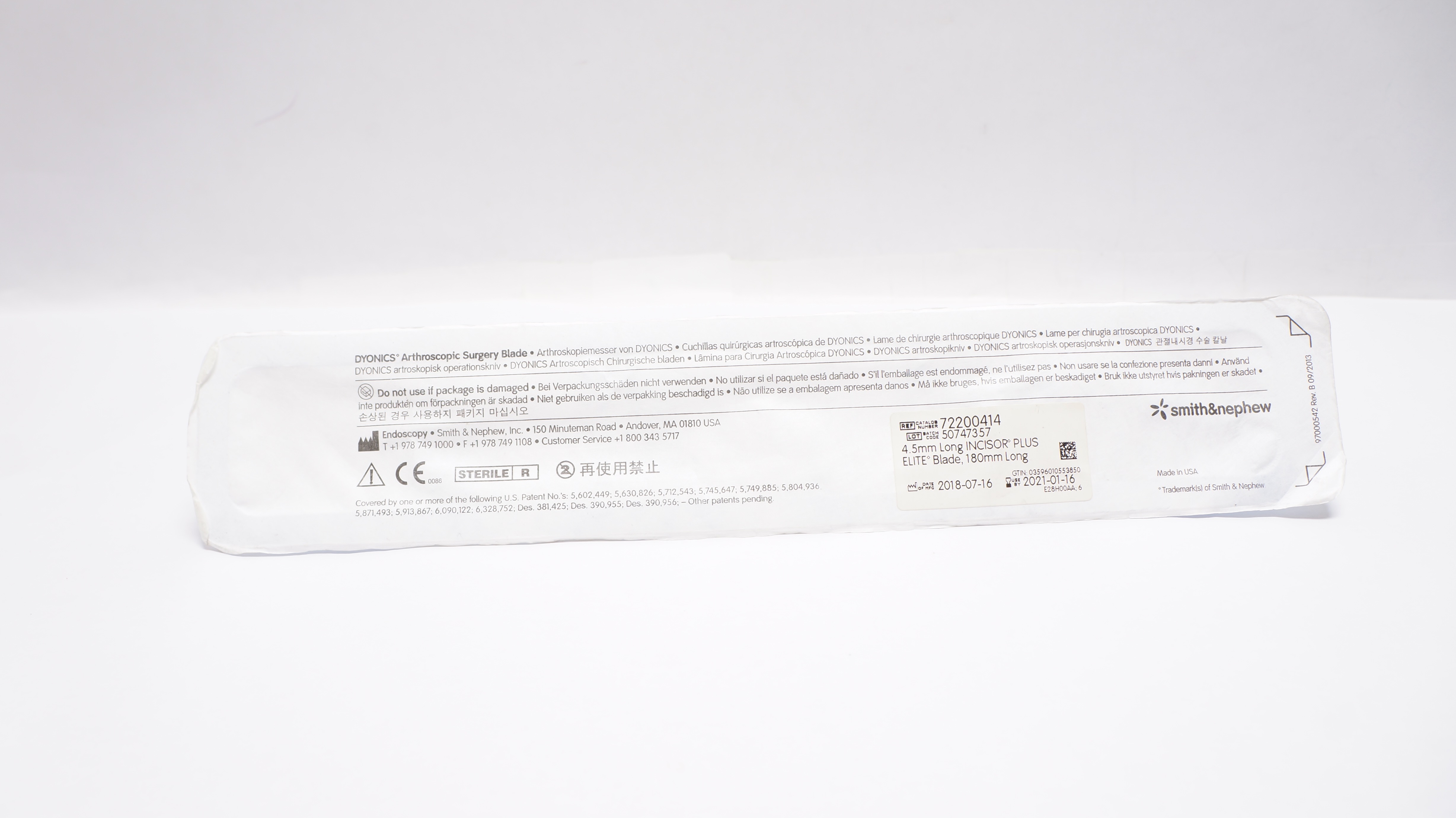 Smith& Nephew 72200414 Arthroscopic Surgery 4.5mm Incisor Blade 180mm Long (x)