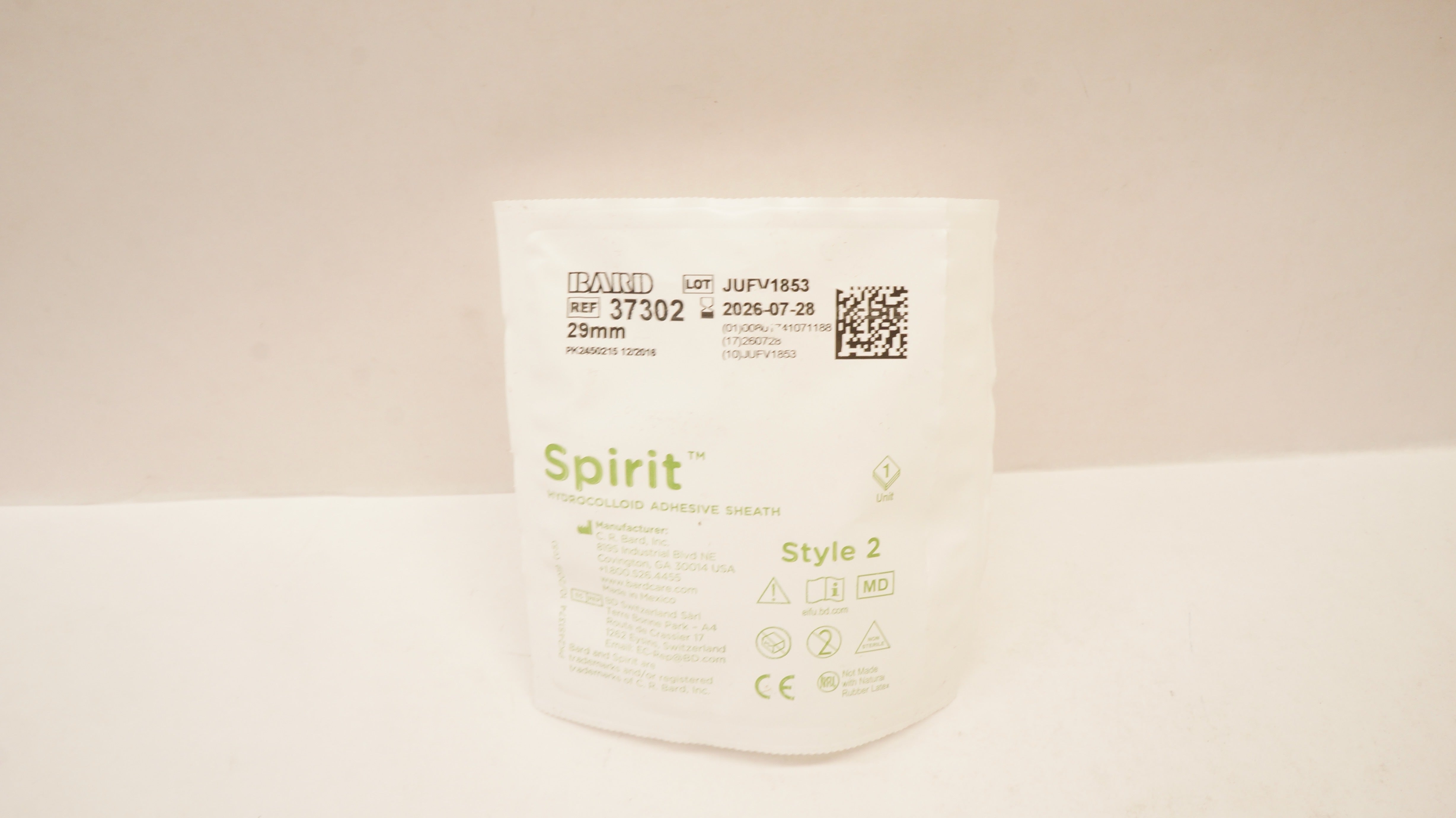 Bard 37302 Spirit Hydrocolloid Adhesive Sheath Style 2, 29mm
