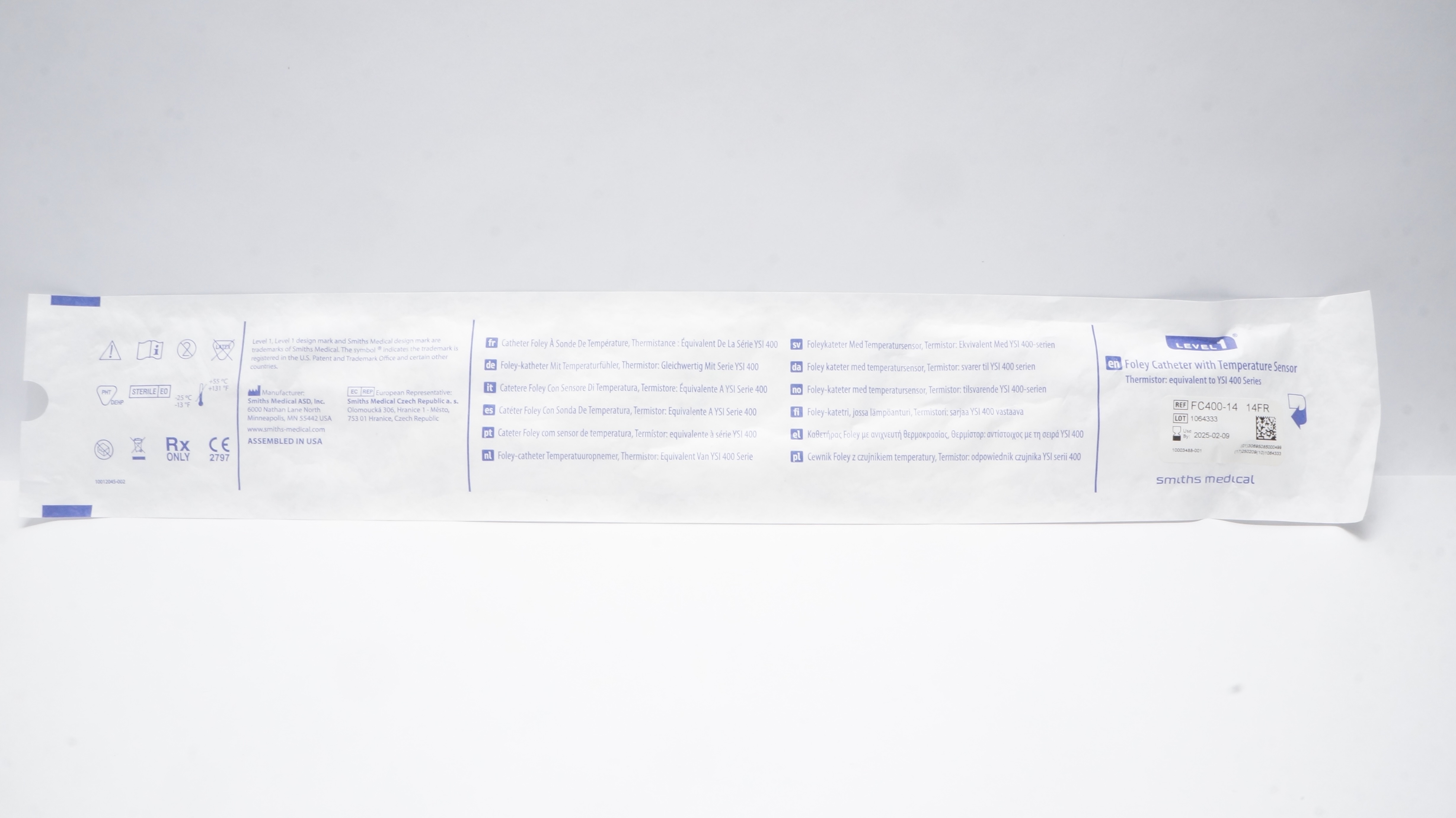 Smiths Medical FC400-14 Foley Cath. with Temperature Sensor 14Fr. 5cc (x)