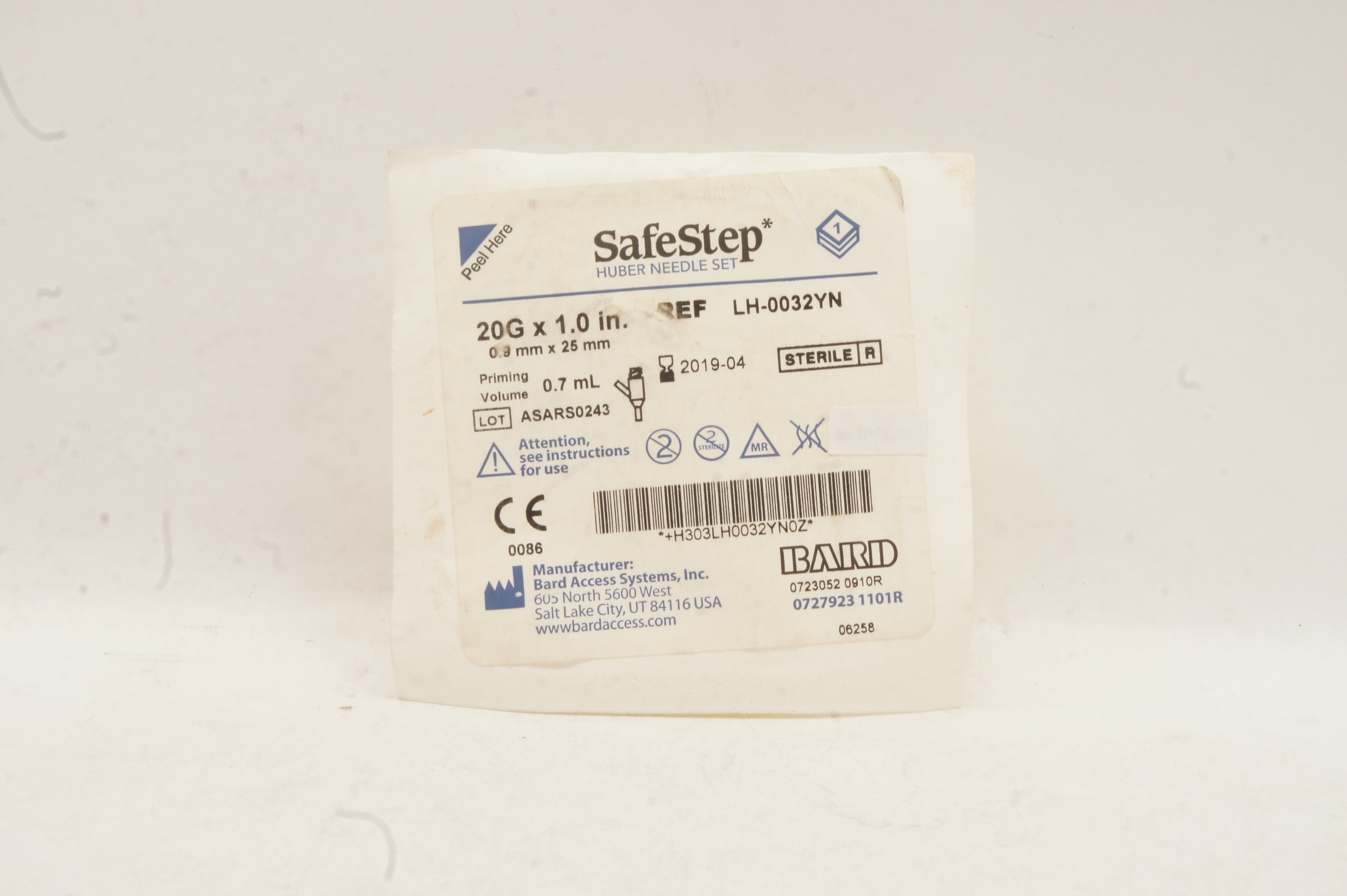 Bard LH-0032YN SafeStep Huber Ndle Set 20G x 1.0 inch, 0.7 mL (x)