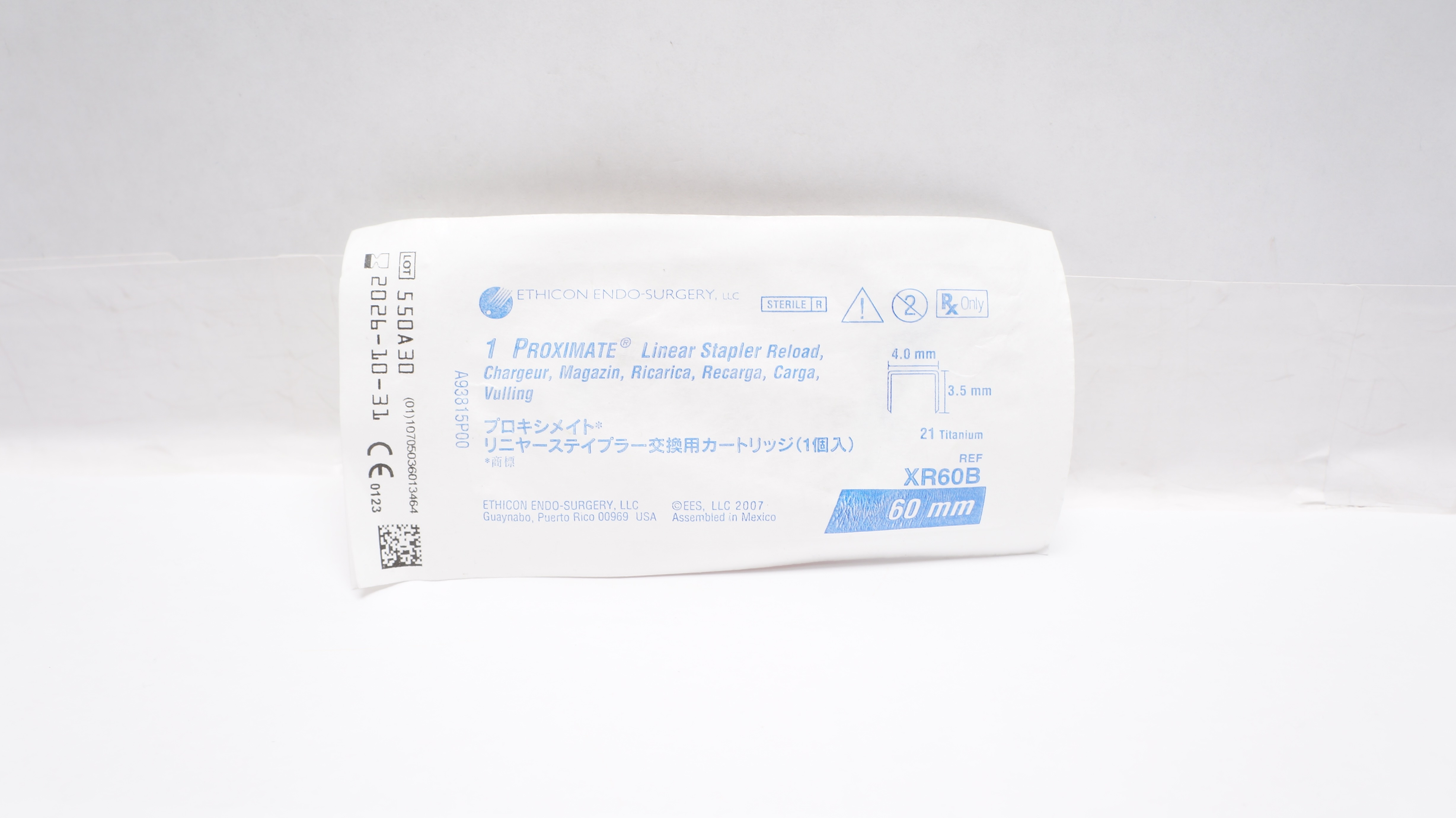 Ethicon XR60B 1Proximate Linear Stapler Reload 21 Titanium 60mm 4.0 x 3.5mm