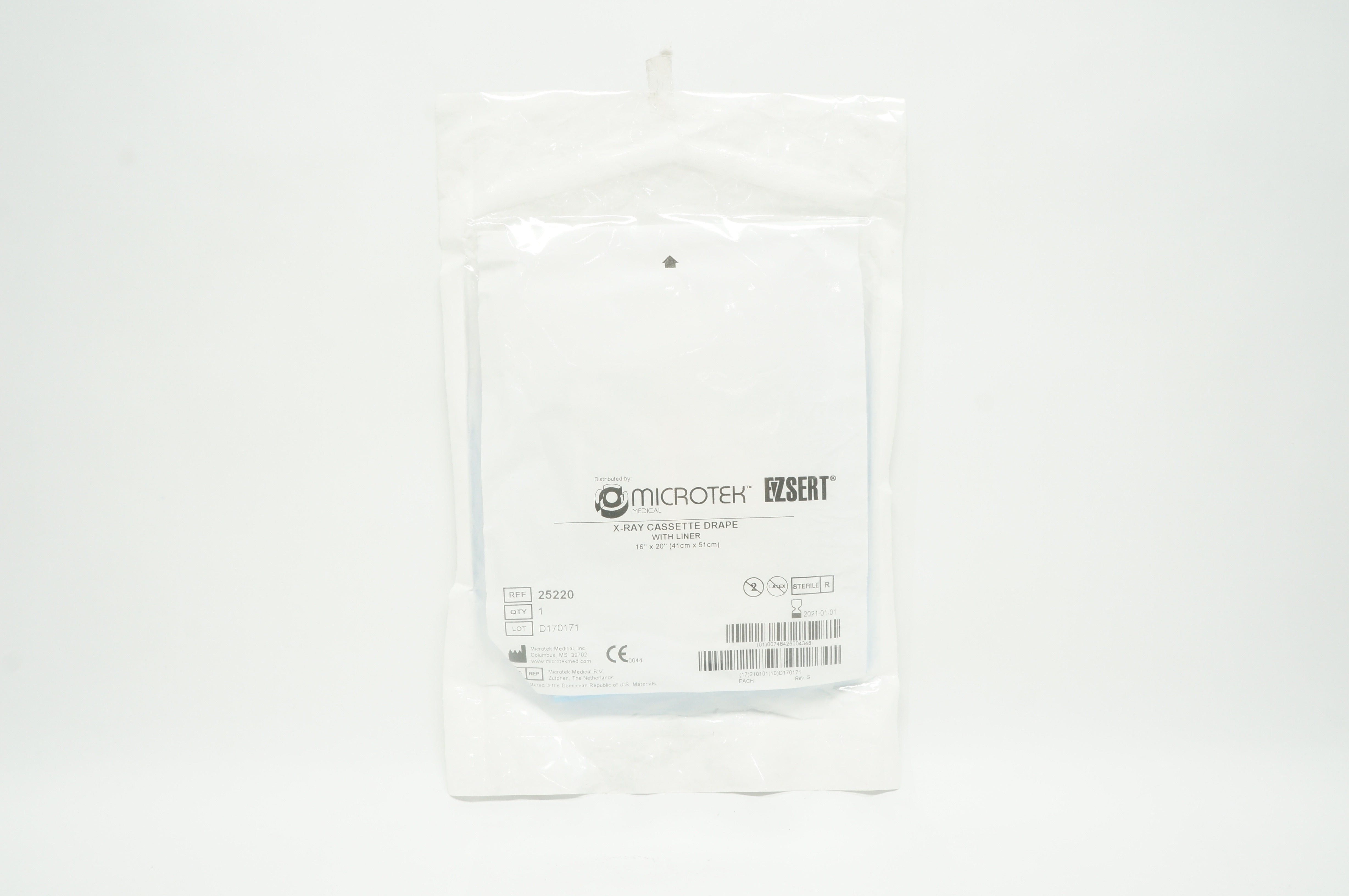 Microtek 25220 E-Z Sert X-Ray Cassette Drape with Liner 16inch x 20inch (x)