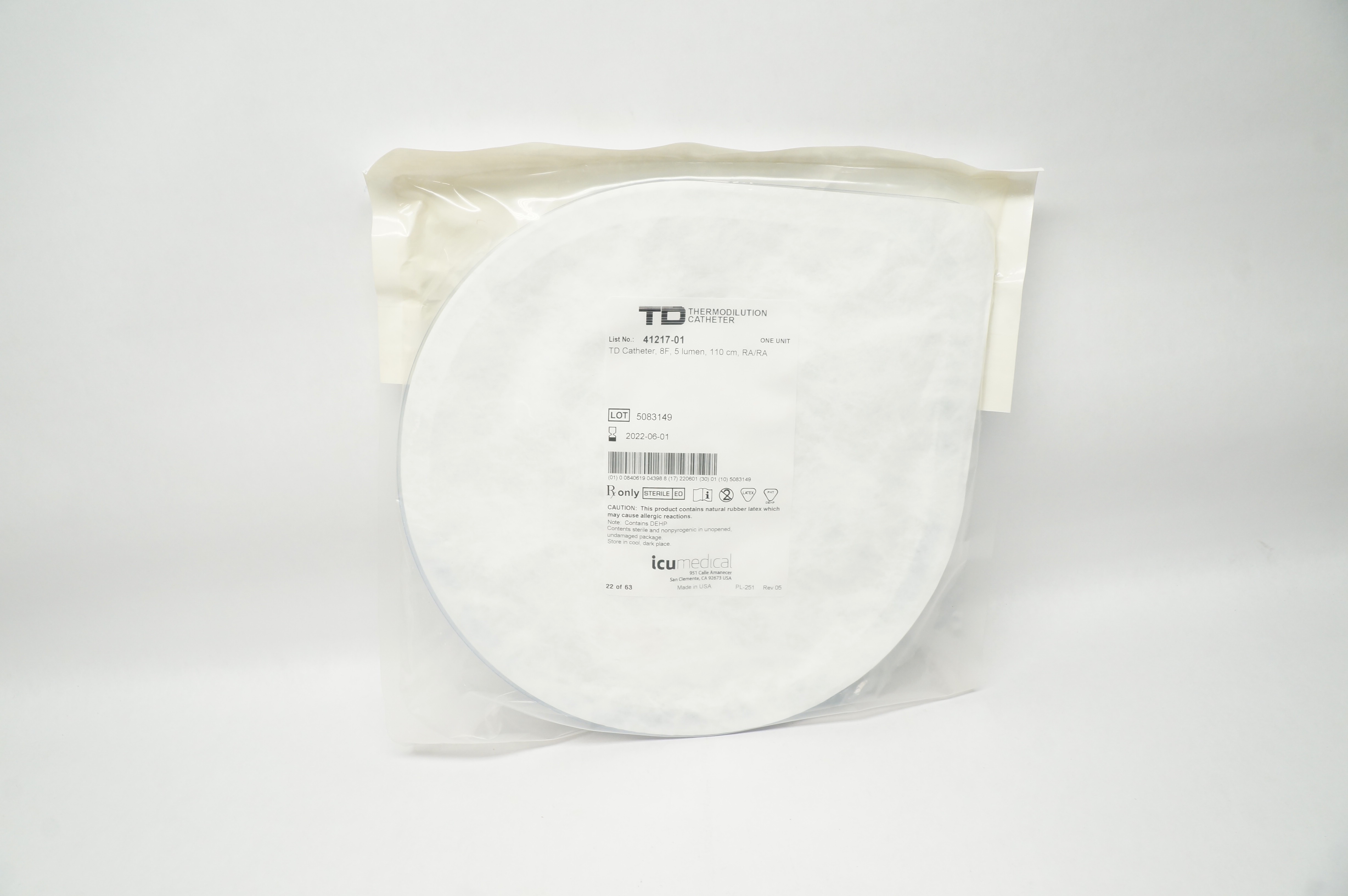 ICU Medical 41217-01 TD Thermodilution Cath. 5 Lumen 8F x 110cm RA/RA (x)