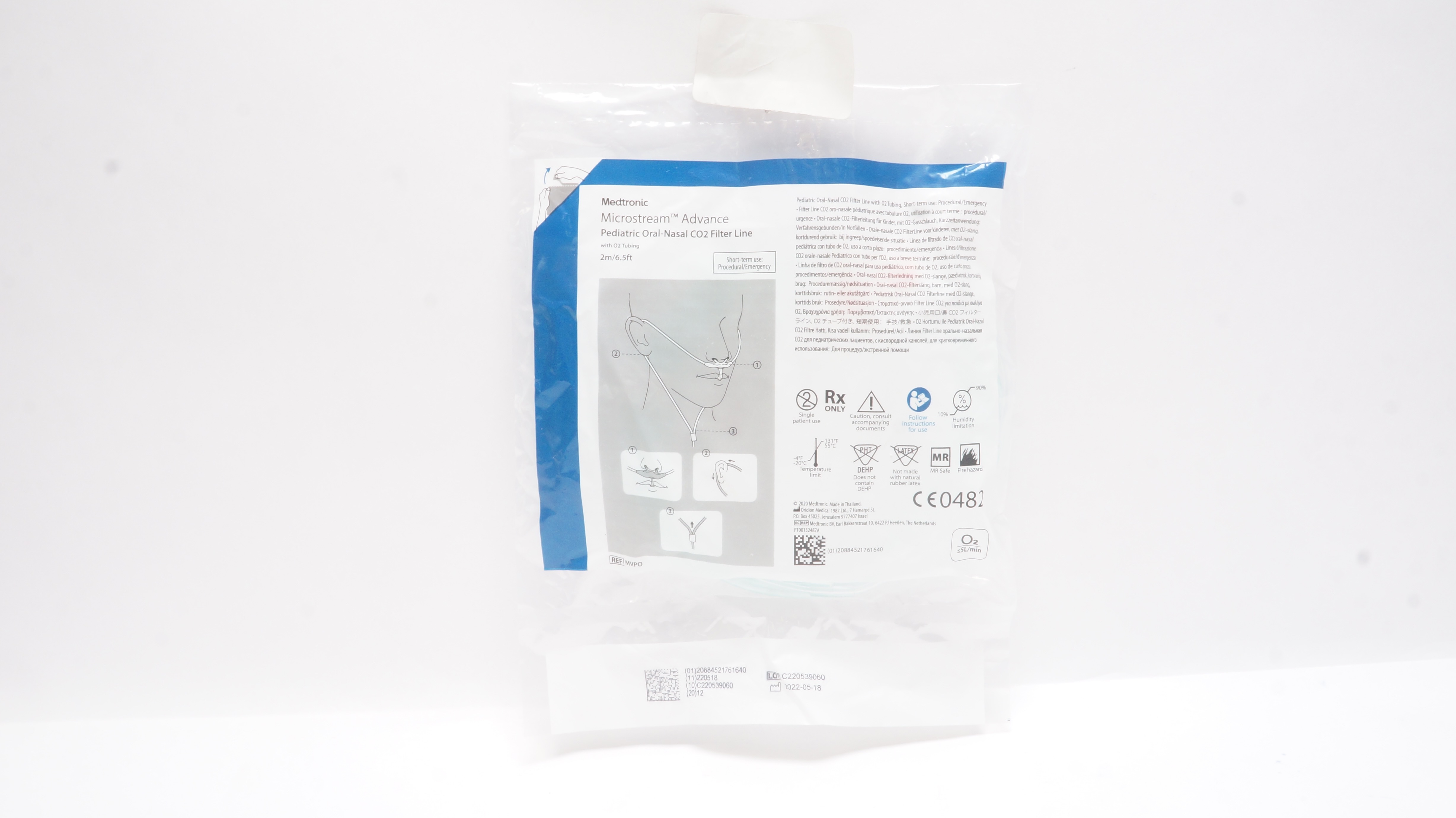Oridion MVPO Microstream Advance Pediatric Oral-Nasal CO2 Filter Line 2m/6.5ft.