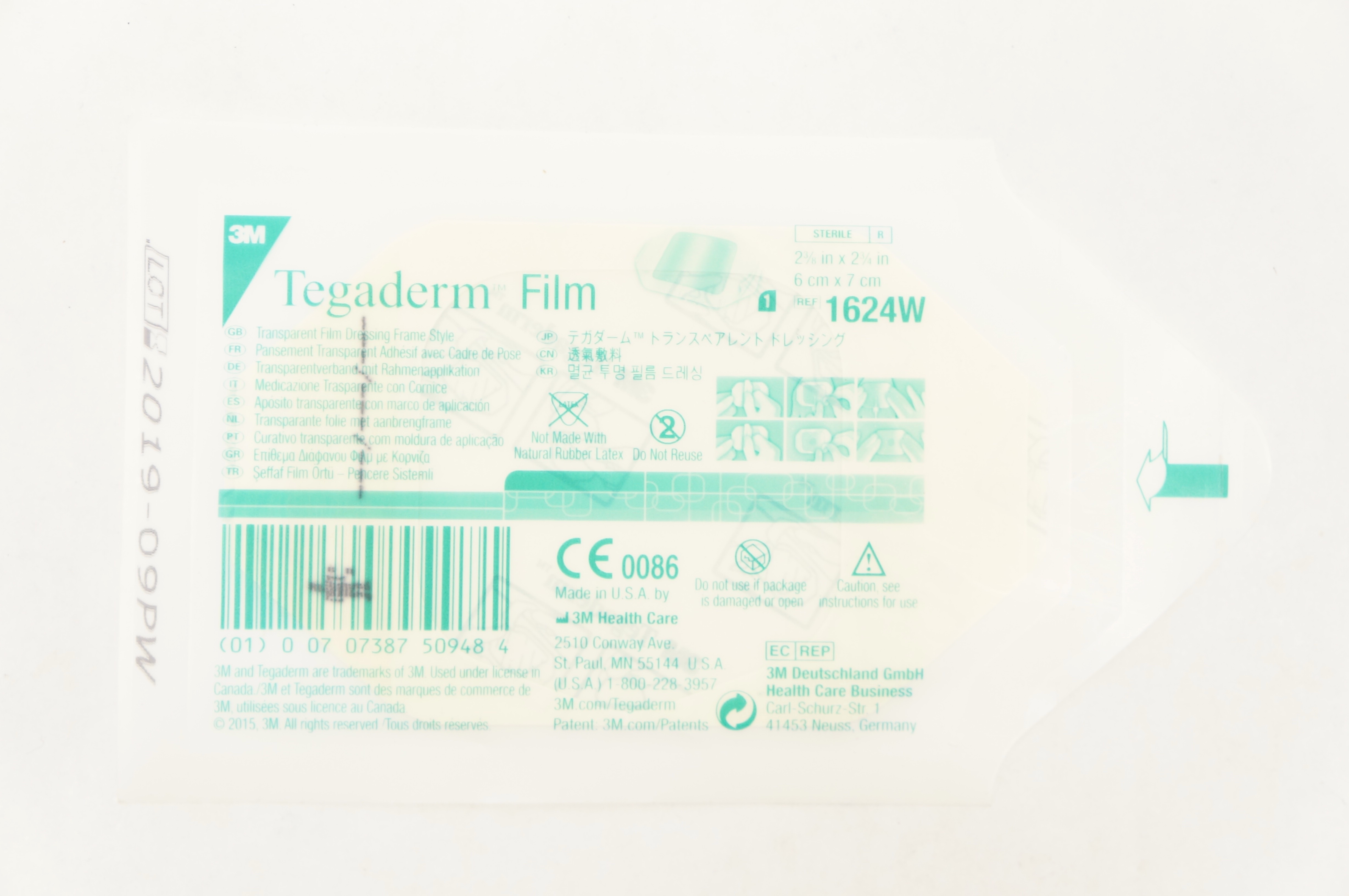 3M 1624W Tegaderm Transparent Film Dressing Frame 2-3/8x2-3/4inch (x)
