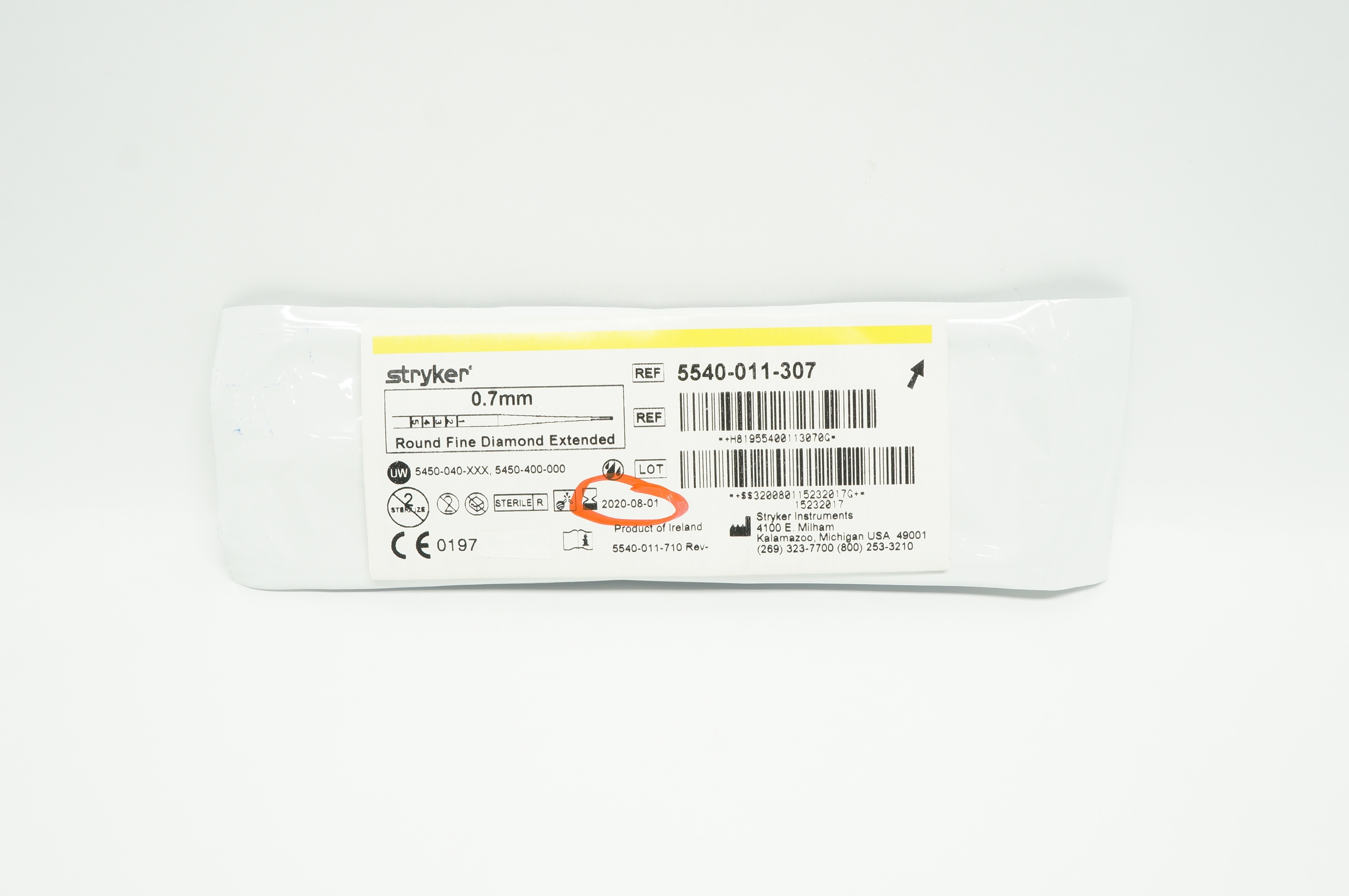 Stryker 5540-011-307 Round Fine Diamond Extended 0.7mm (x)