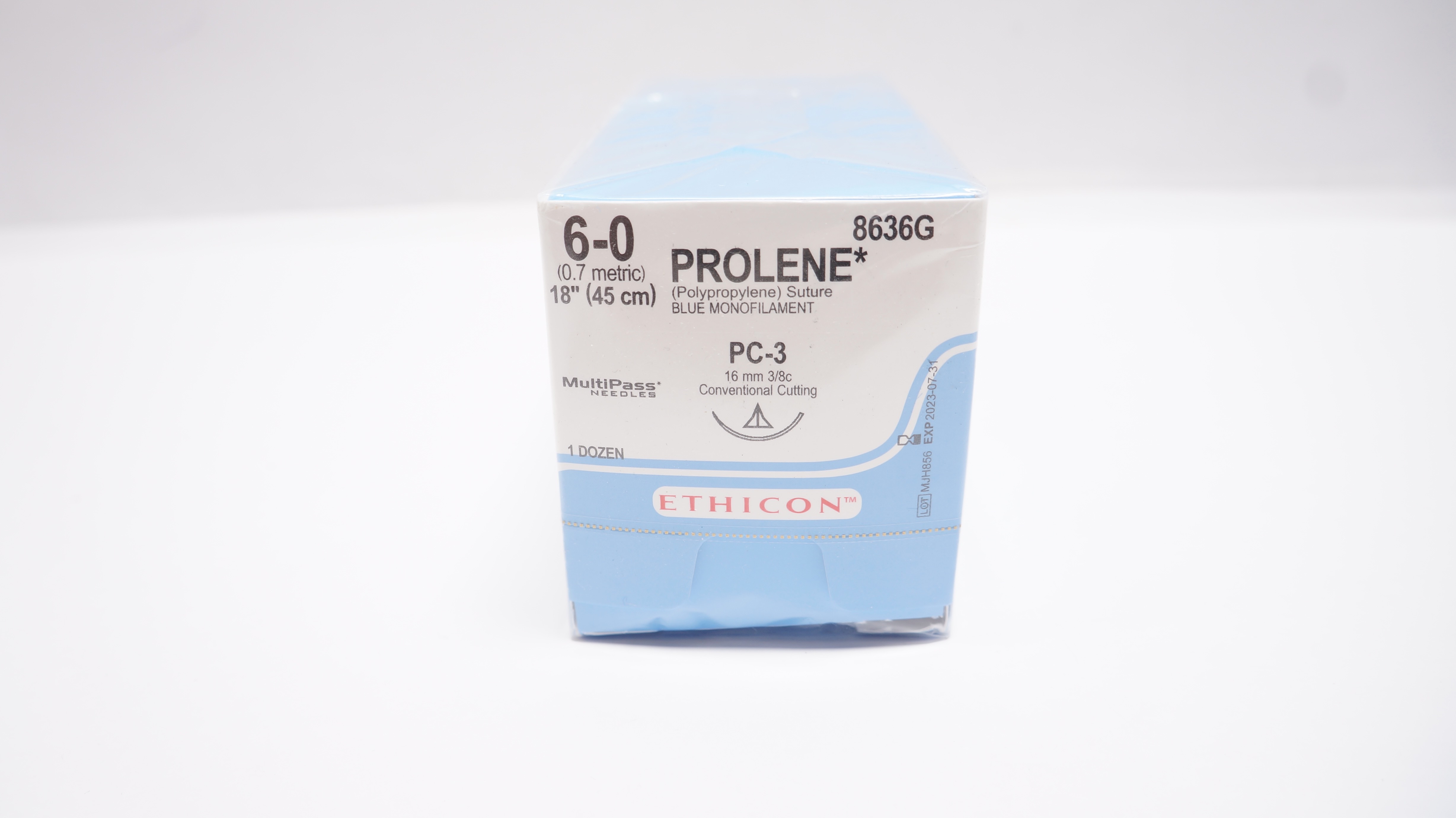 Ethicon 8636G 6-0 Prolene PC-3 16mm 3/8c Conventional Cutting 18in.(x)-Box of 12