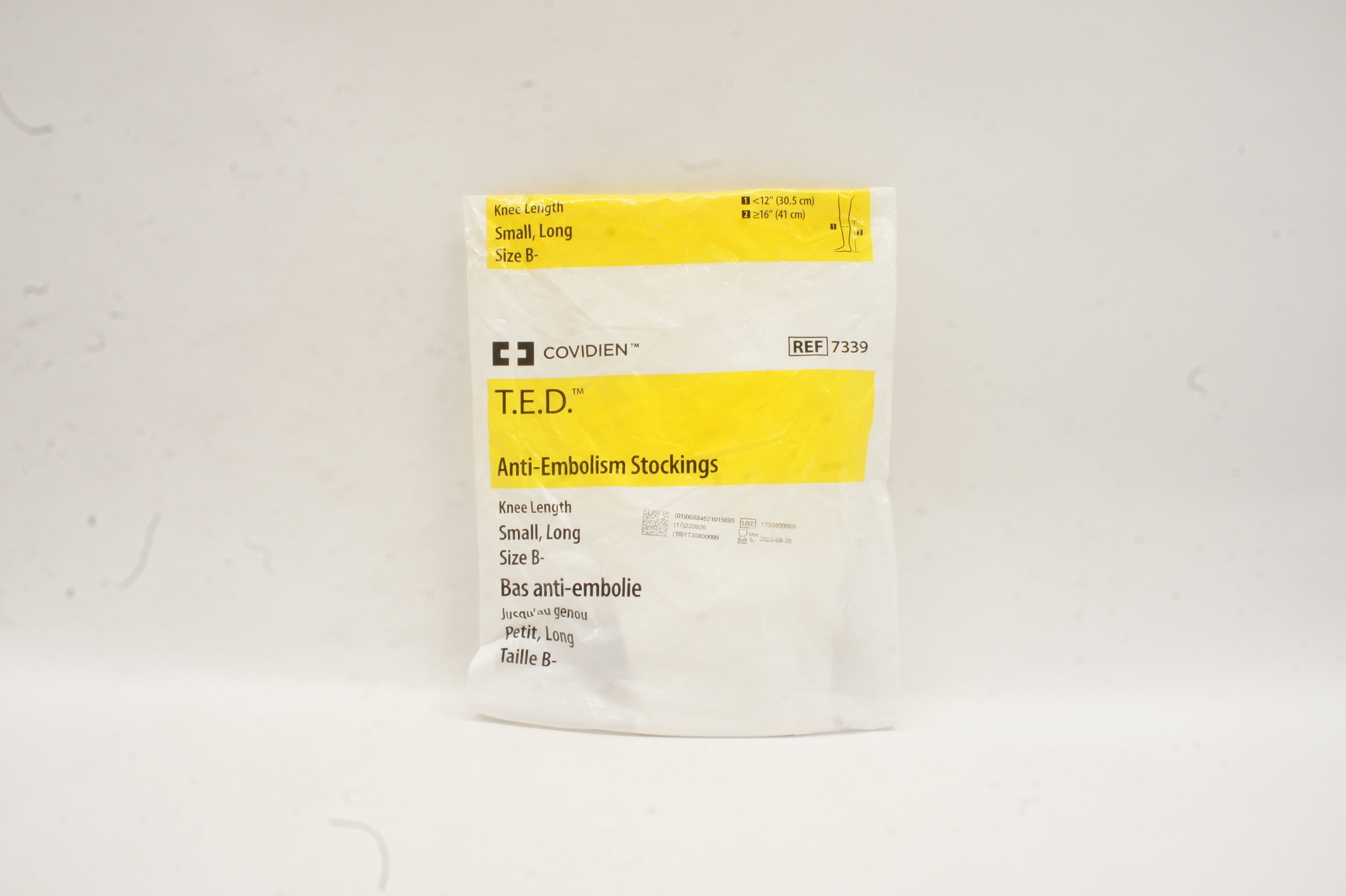 Covidien 7339 T.E.D. Anti-Embolism Stockings, Knee Length Small, Long, Size B