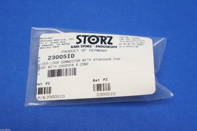 Karl Storz 23005ID Luer-Lock Connector With Stopcock For Use W/ 23020PA X-Cone