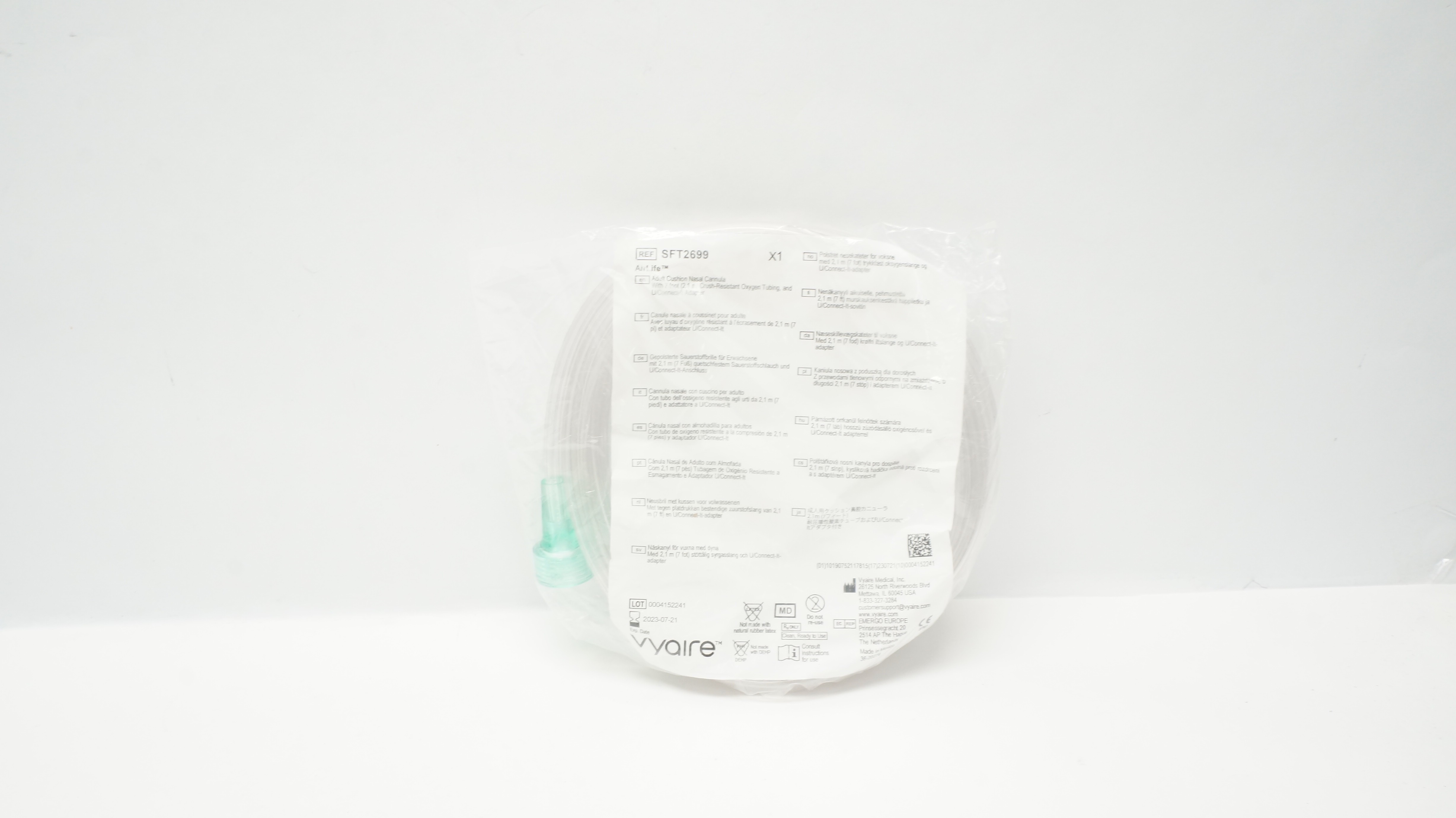 Vyaire SFT2699 AirLife Adult Cushion Nasal Cannula W/7 Ft. Tubing & Adapter (x)