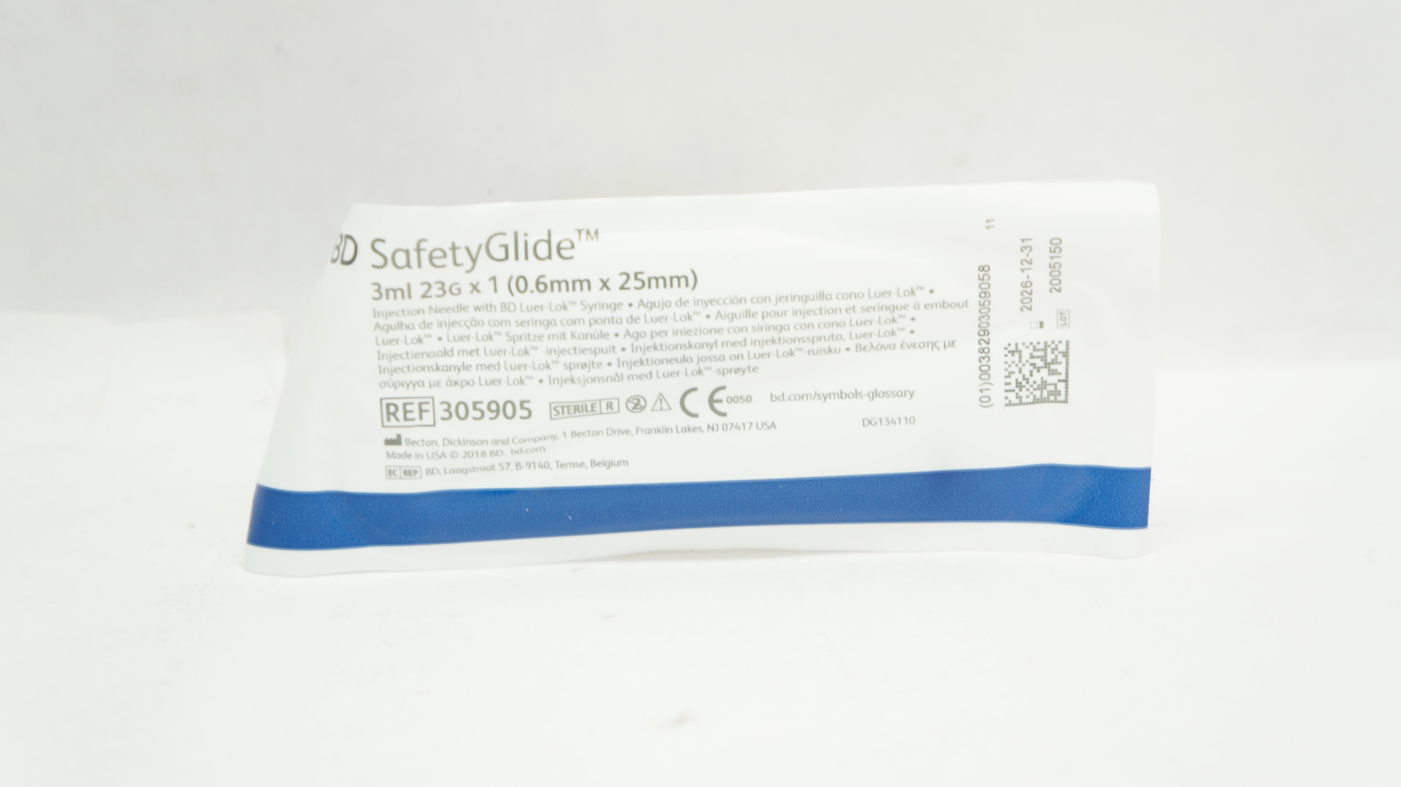 BD 305905 SafetyGlide Injection Ndle w/BD Luer-Lok Syringe 3ml 23G x 1