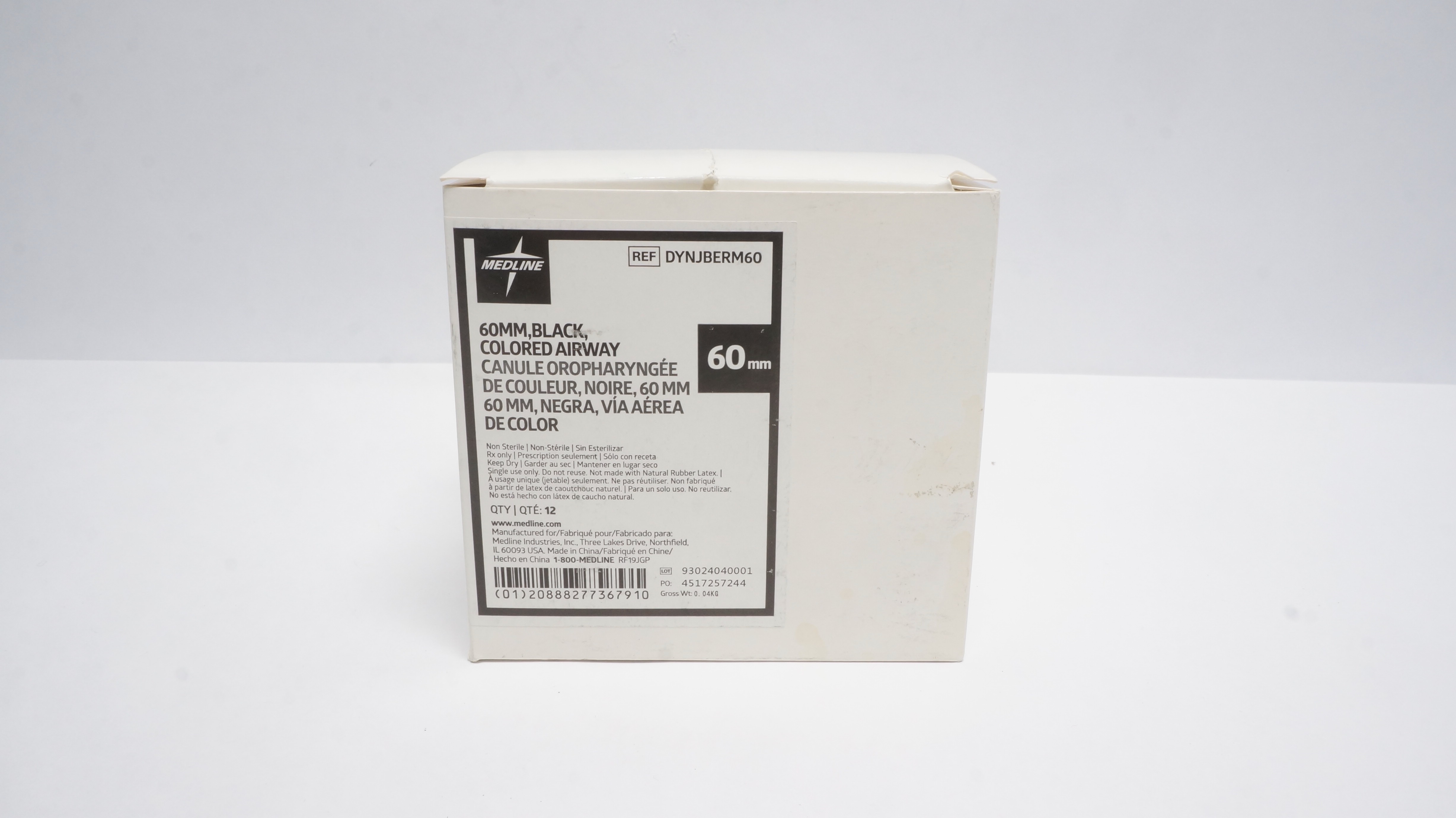Medline DYNJBERM60 Colored Airway, Black 60mm - Box of 12