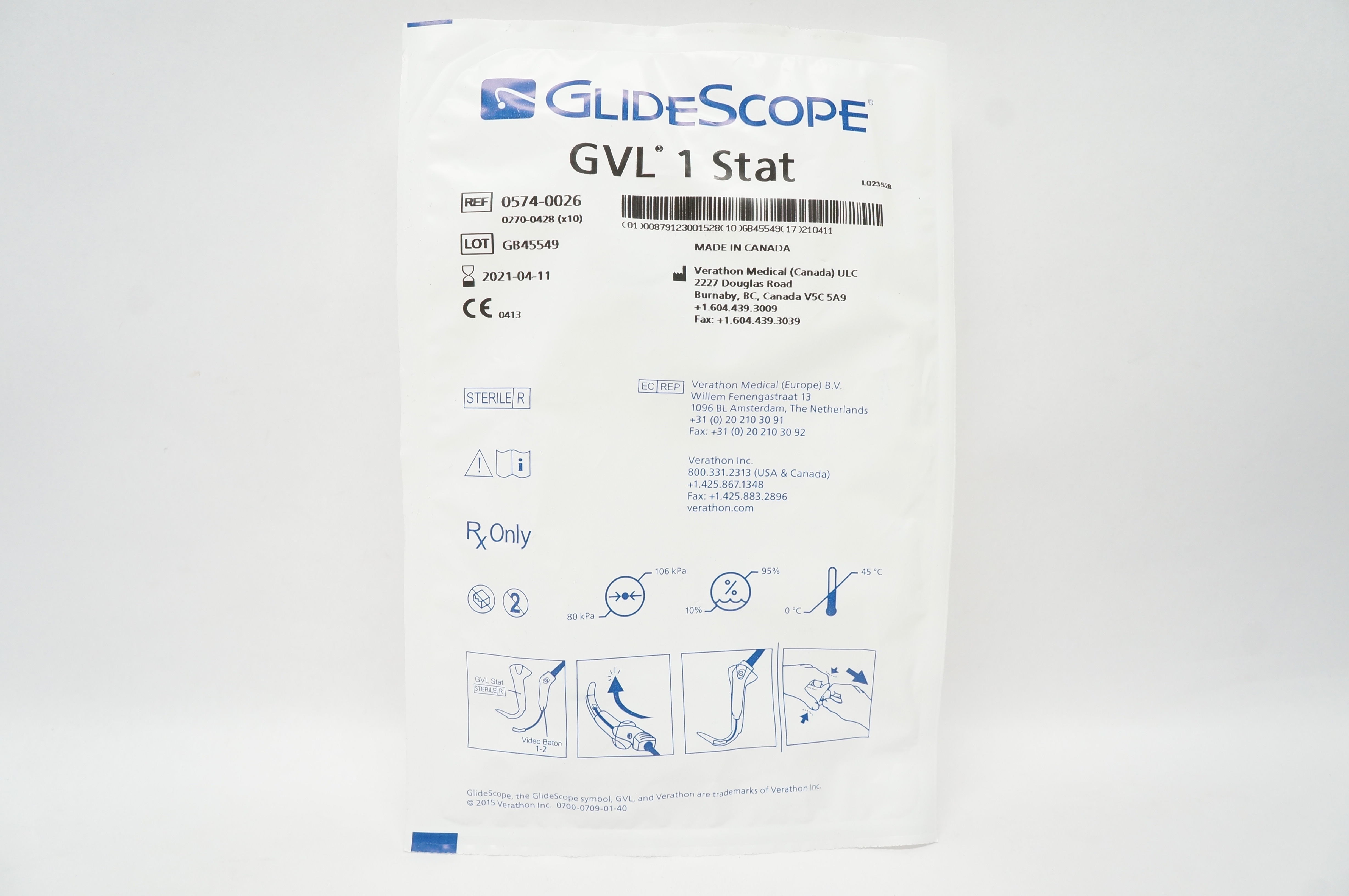 Verathon Medical 0574-0026 GlideScope GVL 1 Stat (x)