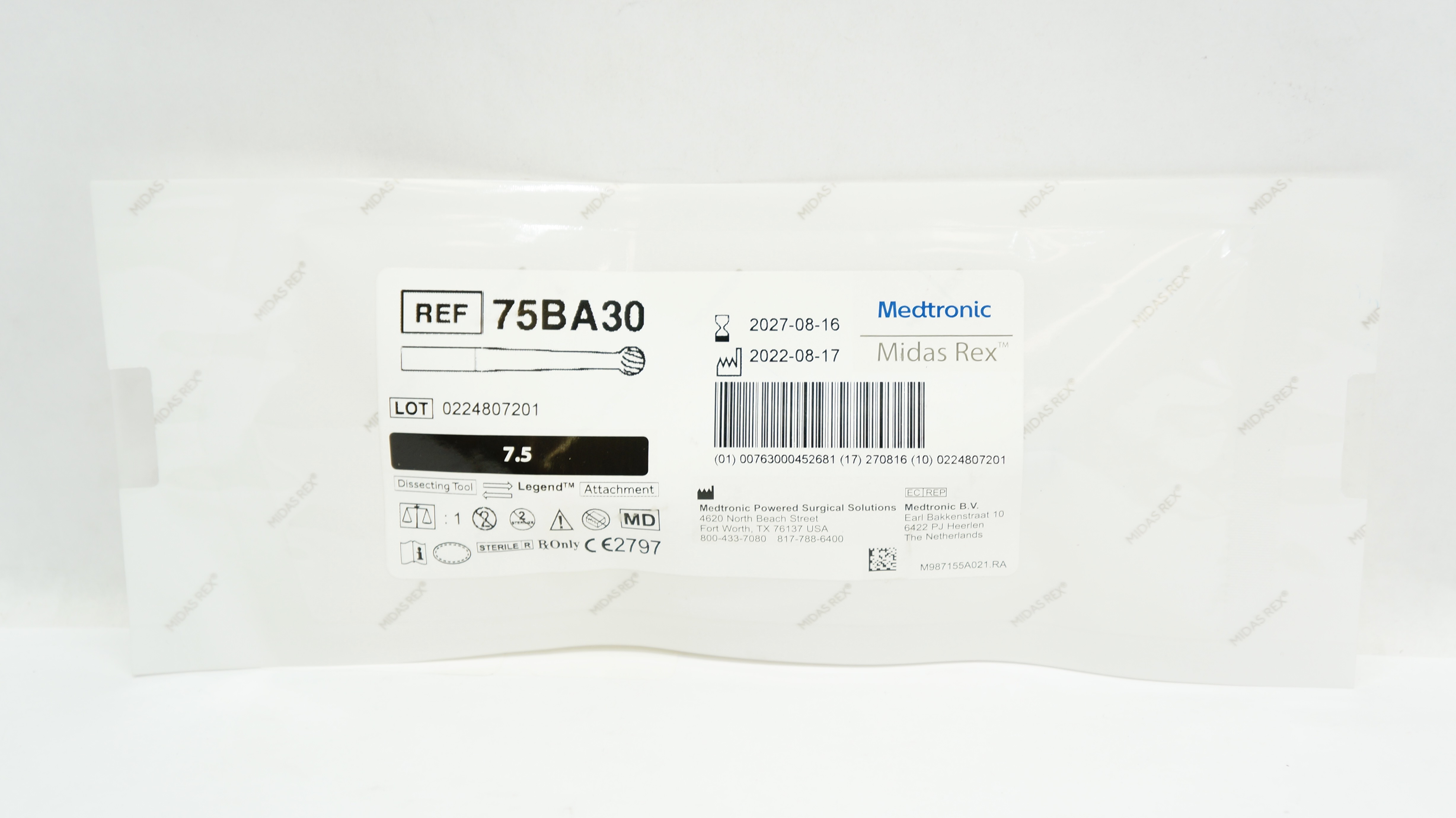 Medtronic 75BA30DLF Midas Rex, Dissecting Tool Legend 3 mm Ball Diamond, 7.5