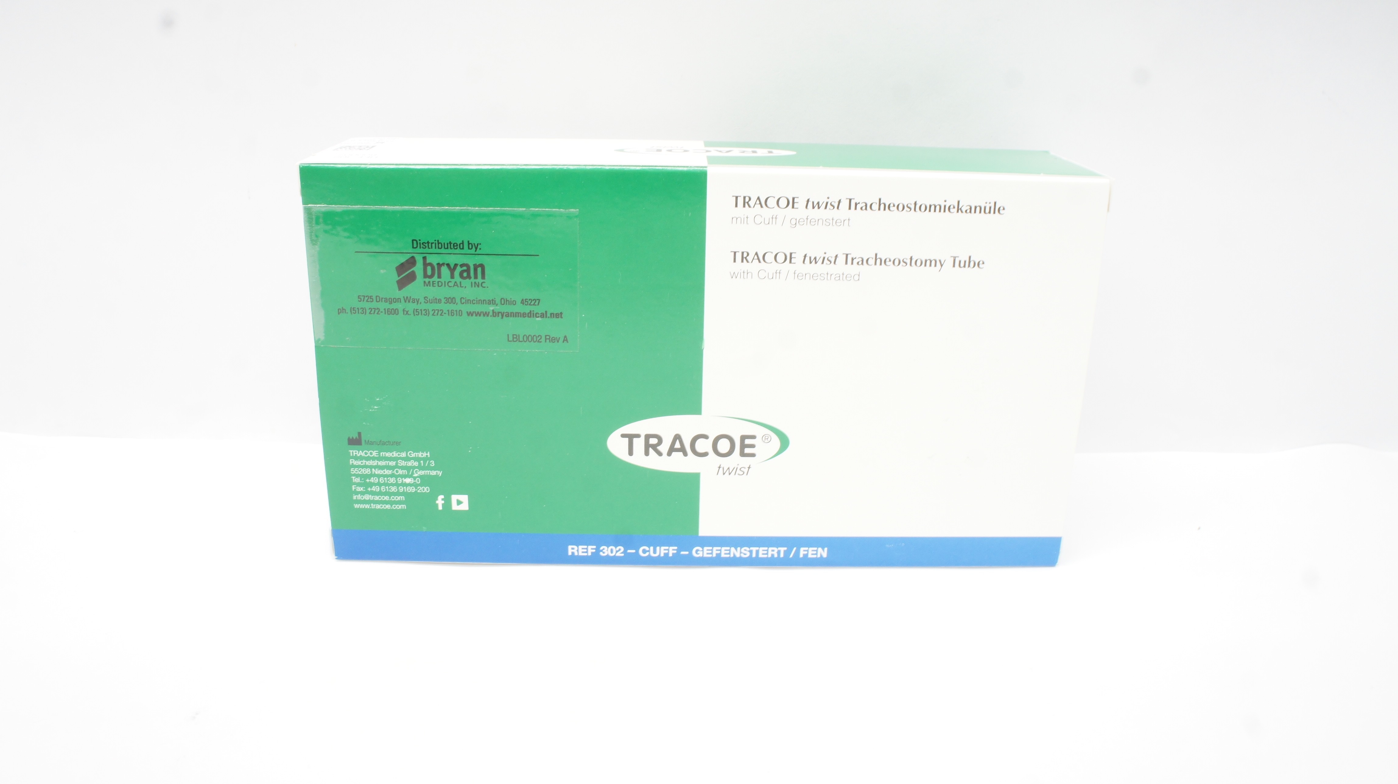 Bryan Medical 302-08 Tracoe Twist Tracheostomy Tube w/Cuff 8.0ID x 11.4OD x 76mm