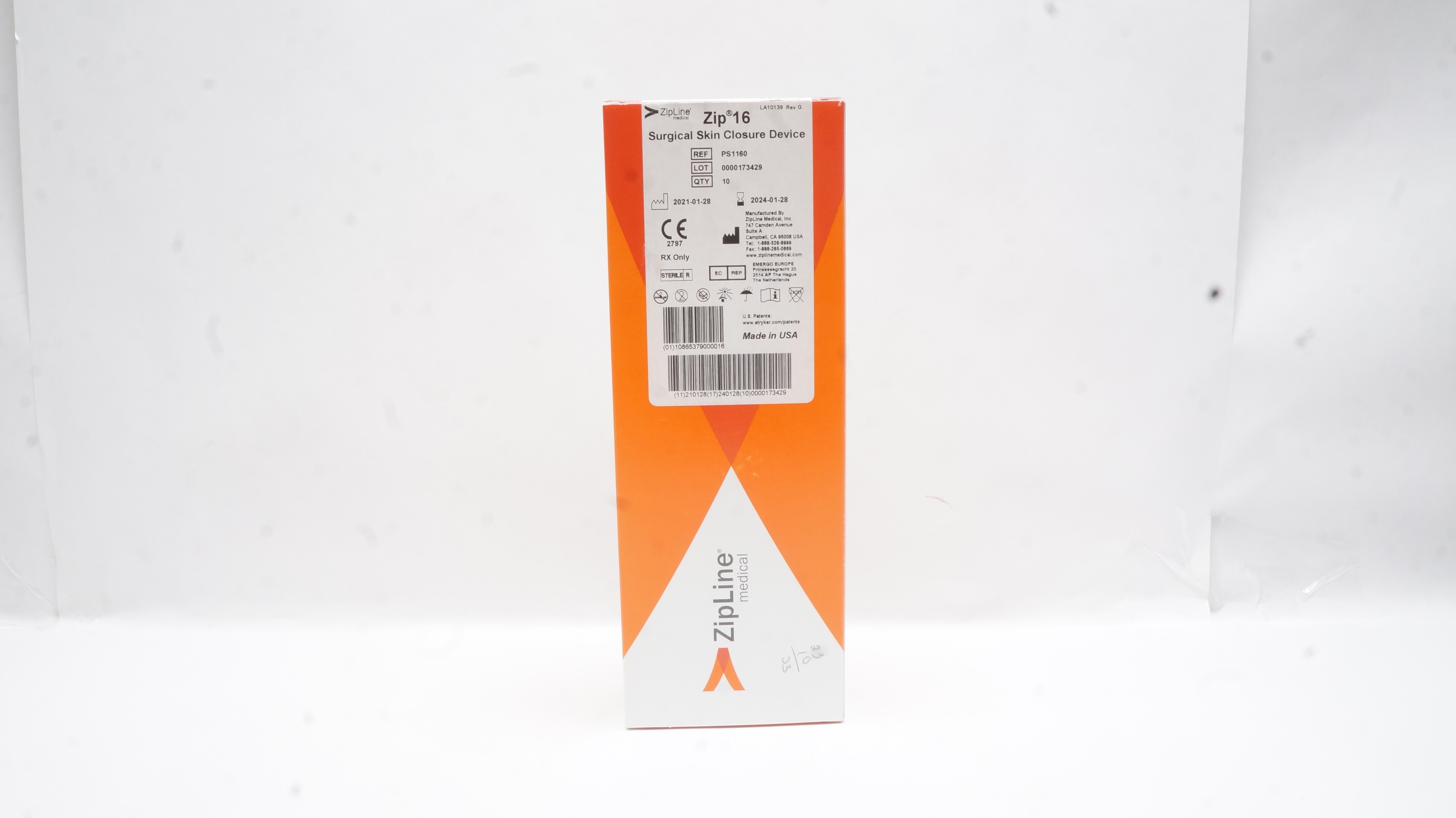 ZipLine PS1160 Zip 16Surgical Skin Closure Device 16cm (x) - Box of 10