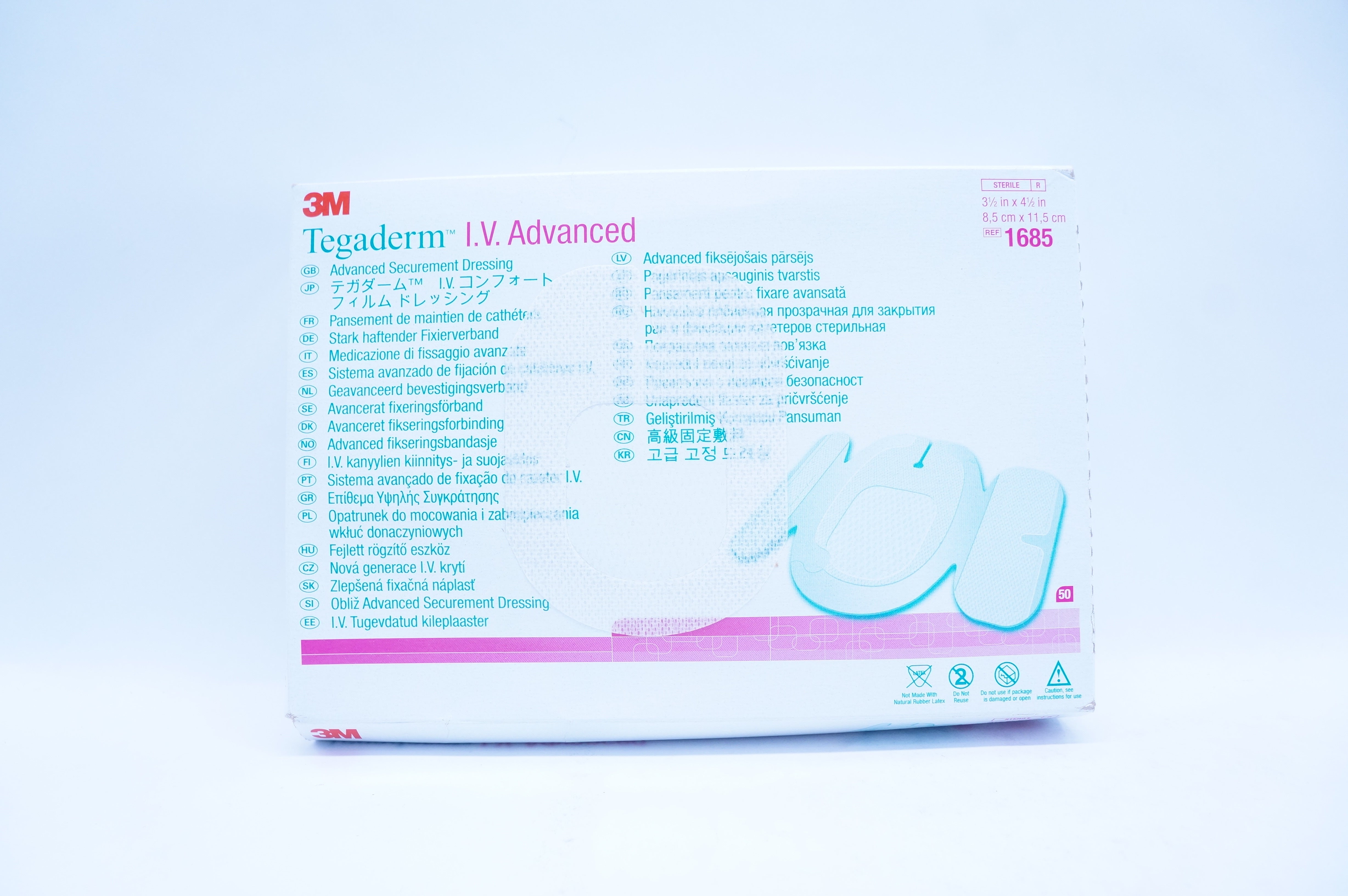 3M 1685 Tegaderm I.V. Advanced 3-1/2inch x 4-1/2inch - Box of 50
