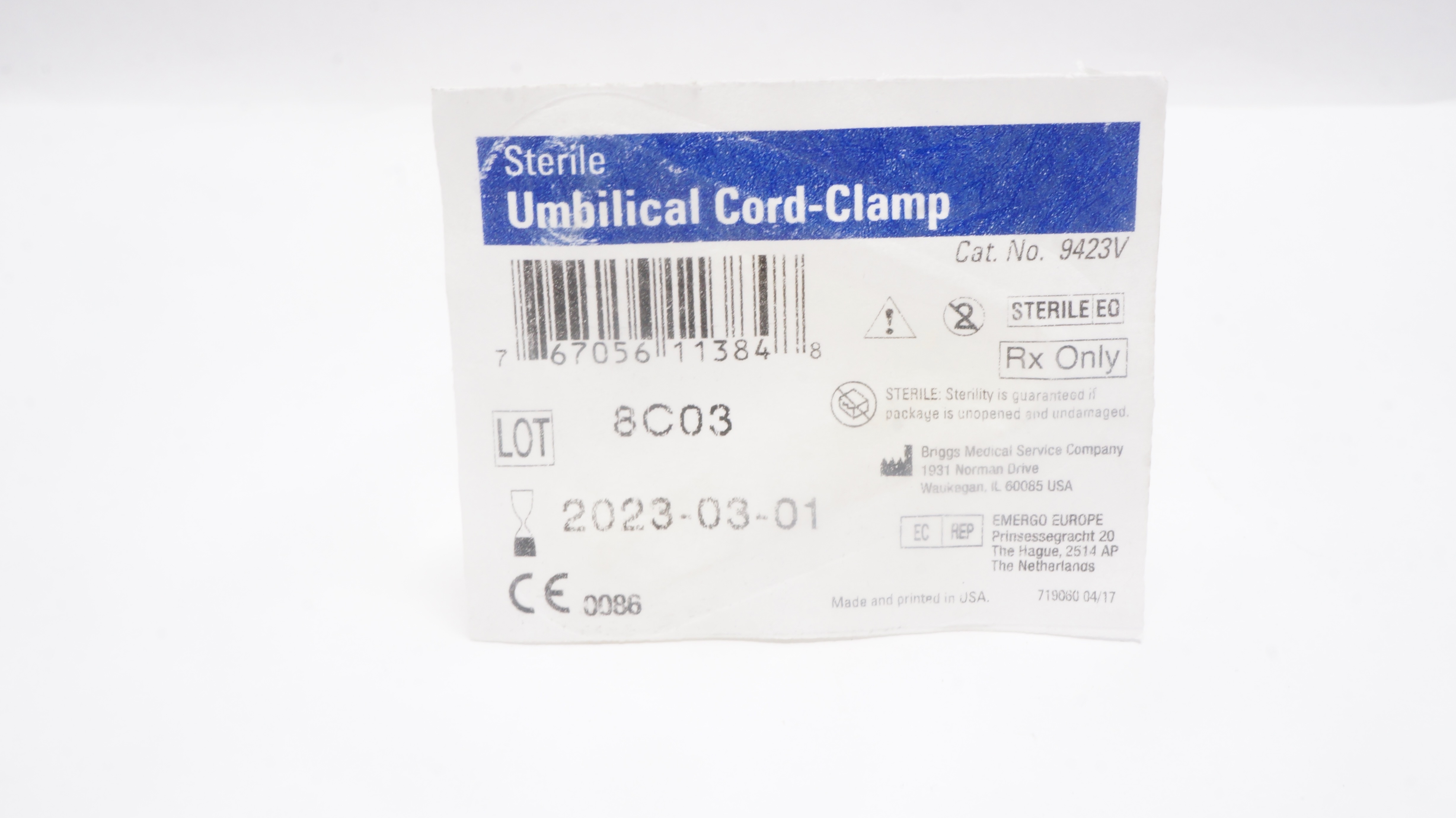 Briggs 9423V Novaplus Umbilical Cord-Clamp, Sterile (x)